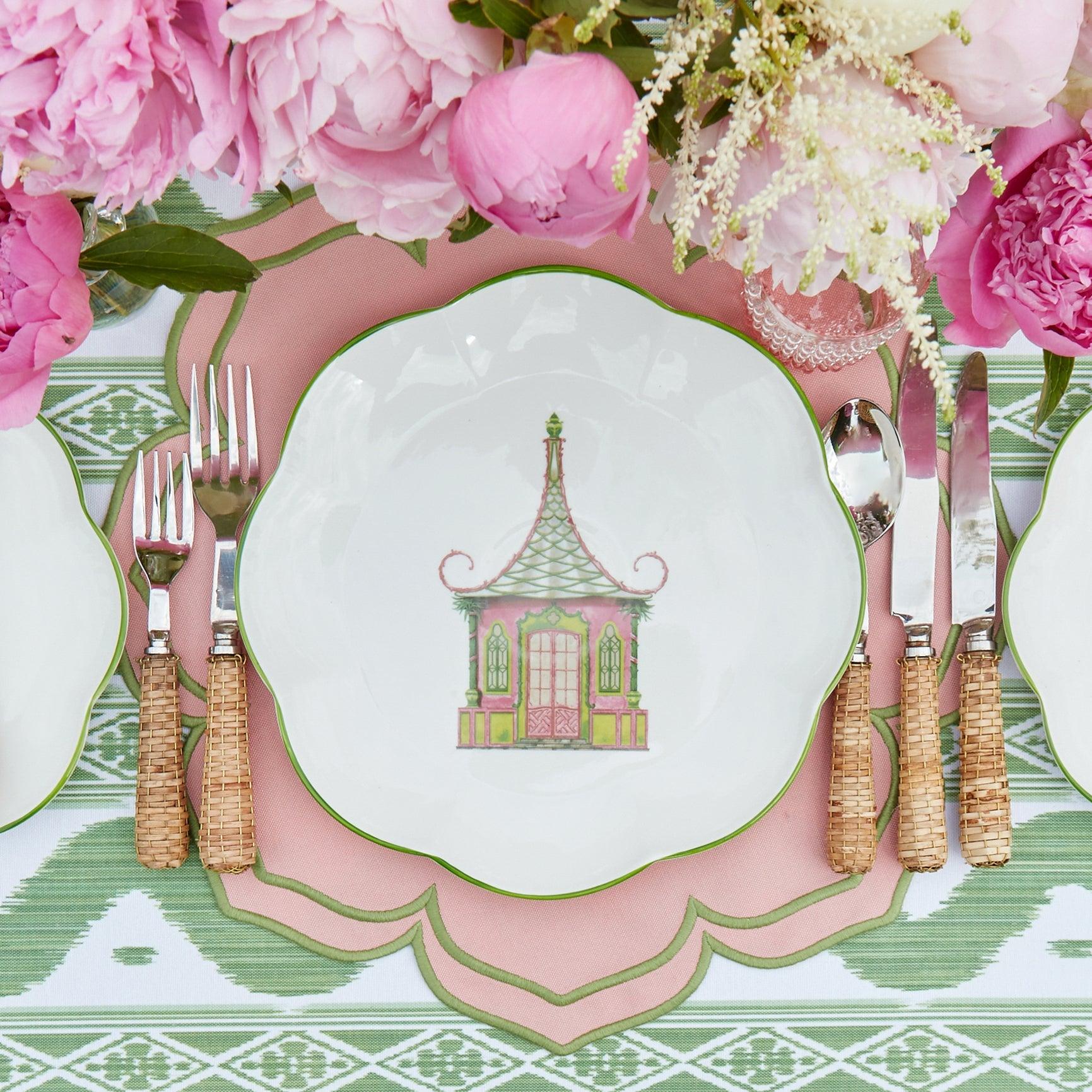 Pink & Green Pagoda Dinner Plate (Set of 4) - Mrs. Alice