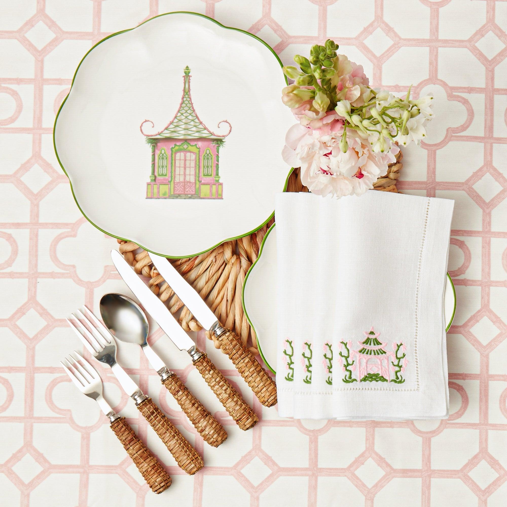 Pink & Green Pagoda Dinner Plate (Set of 4) - Mrs. Alice