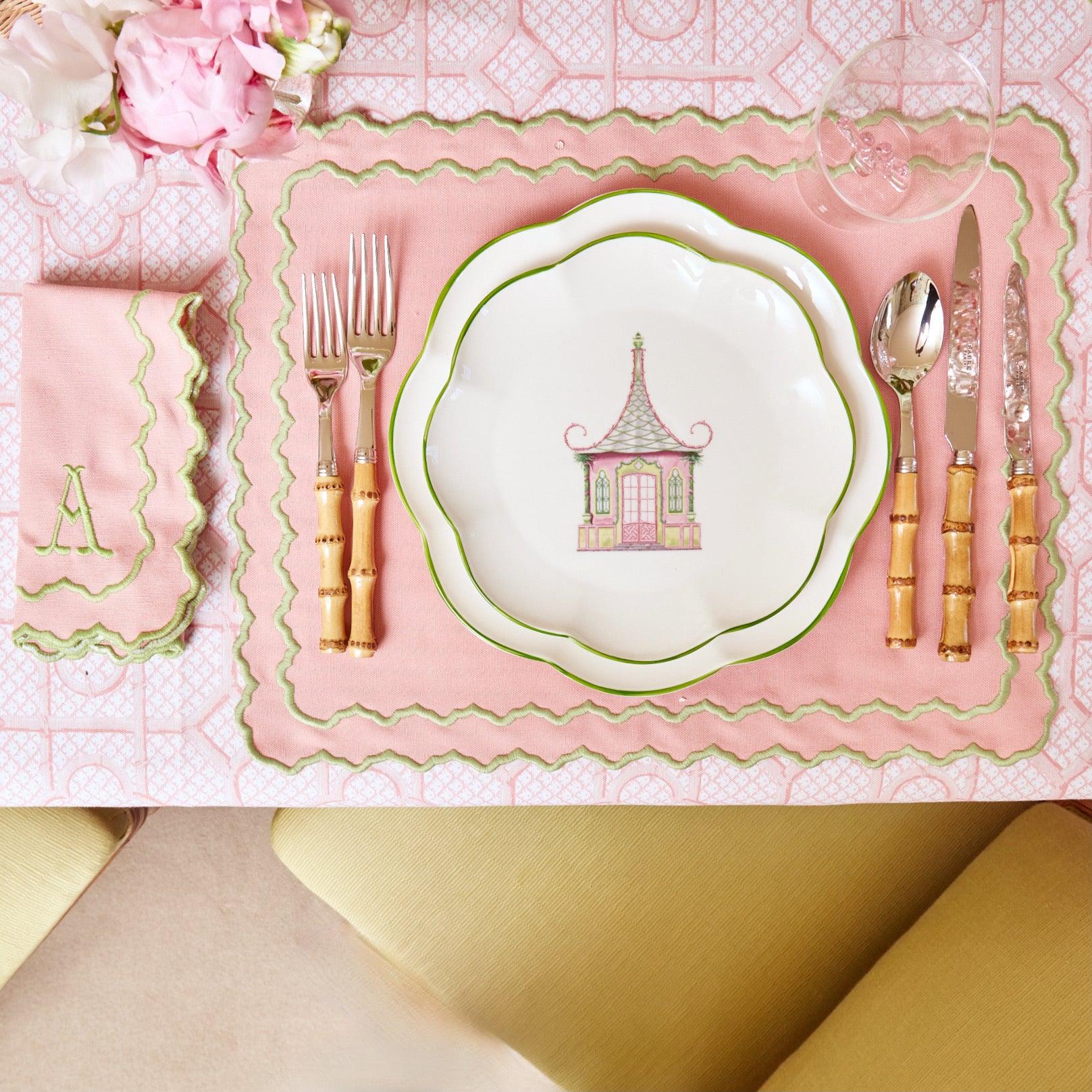 Pink & Green Pagoda Starter Plate - Mrs. Alice