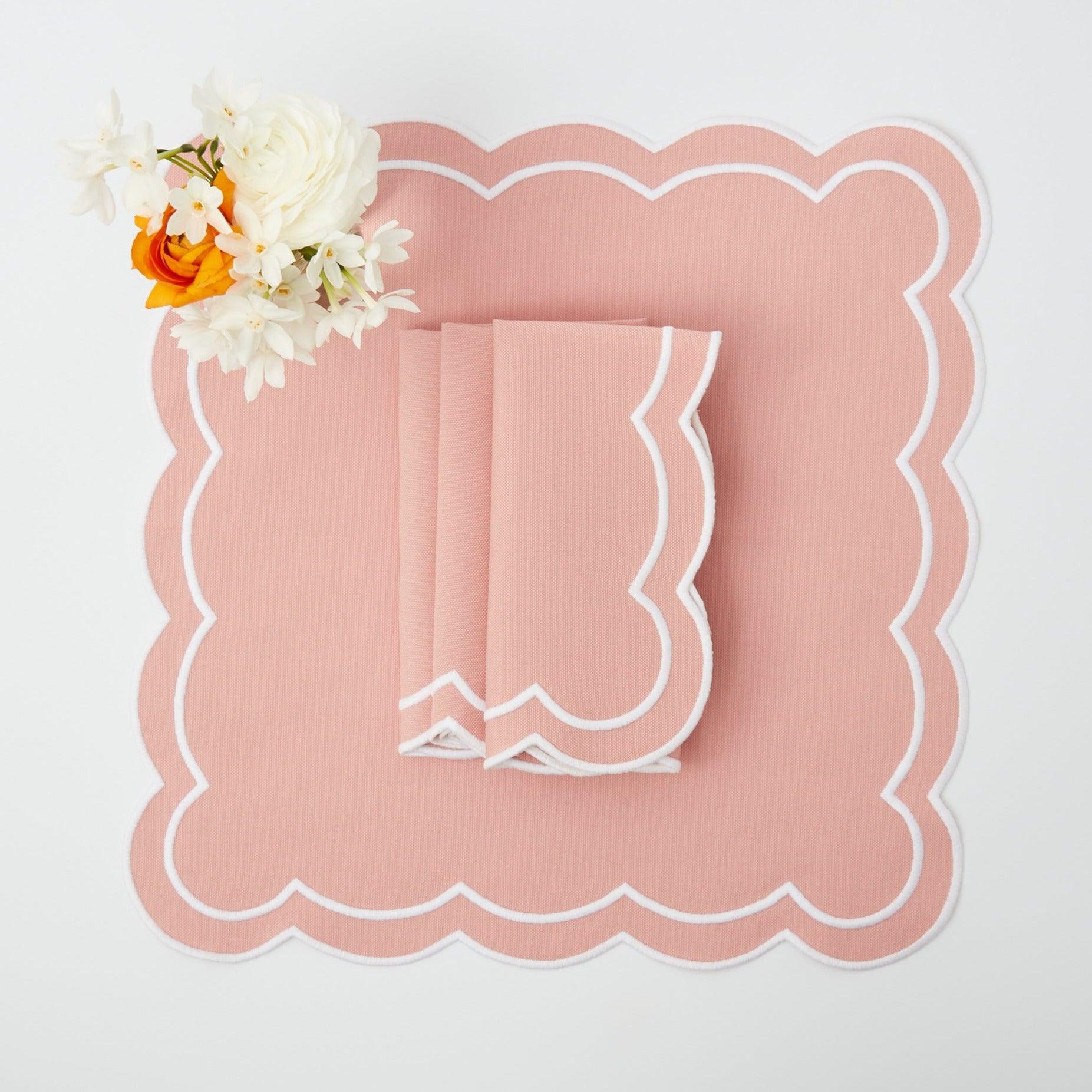 Pink Appliqué Napkins (Set of 4) - Mrs. Alice