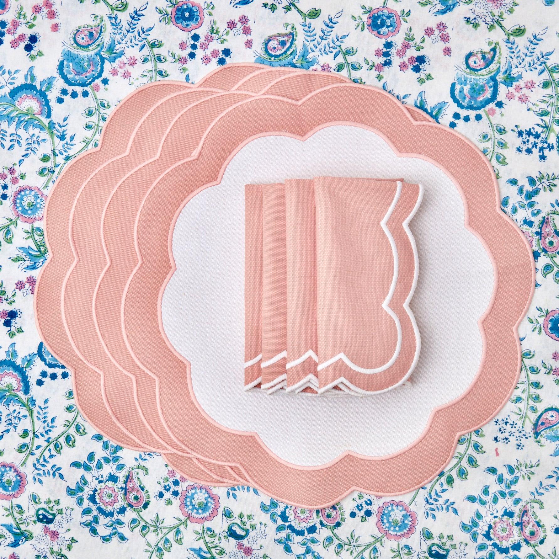 Pink Appliqué Napkins (Set of 4) - Mrs. Alice