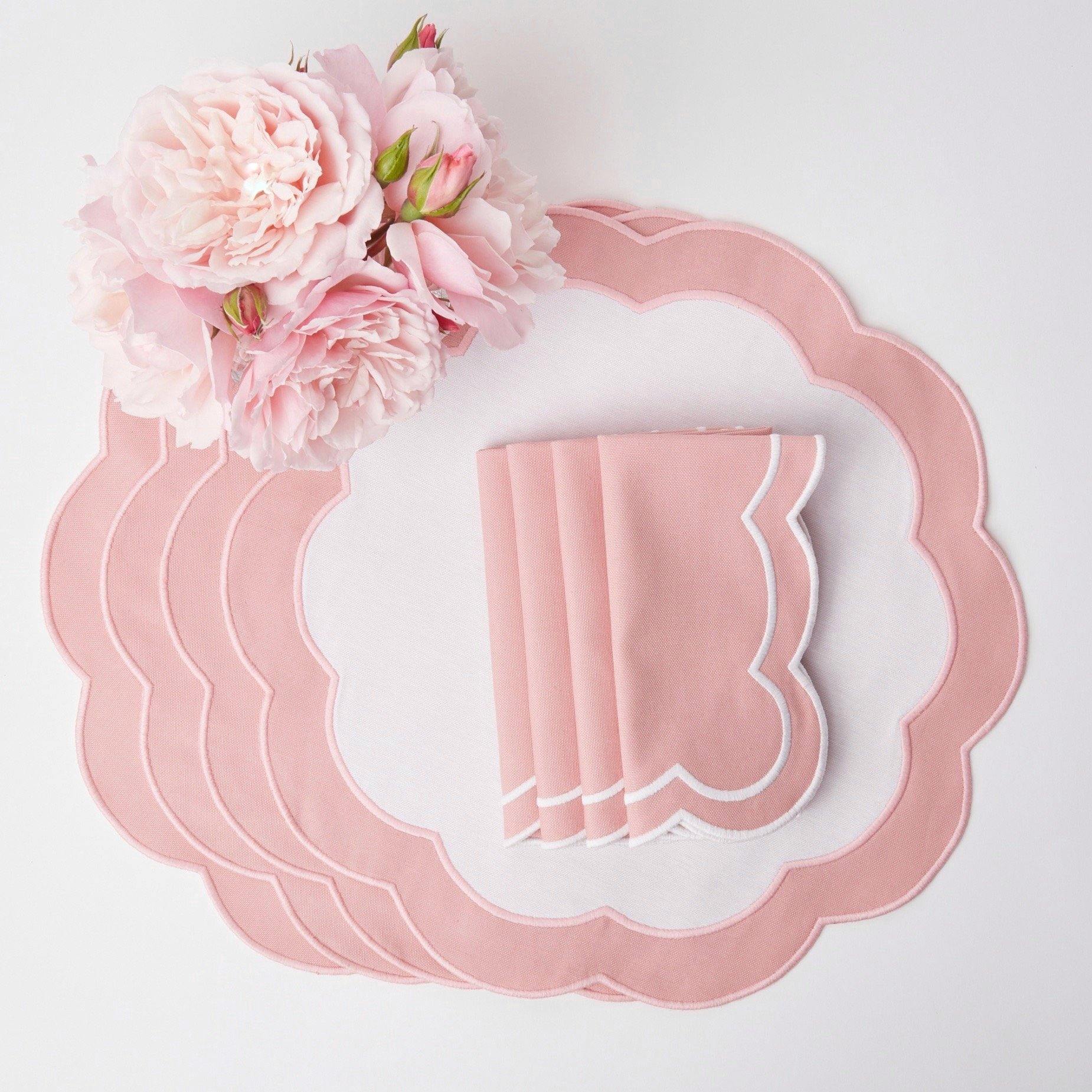 Pink Appliqué Placemats & Napkins (Set of 4) - Mrs. Alice