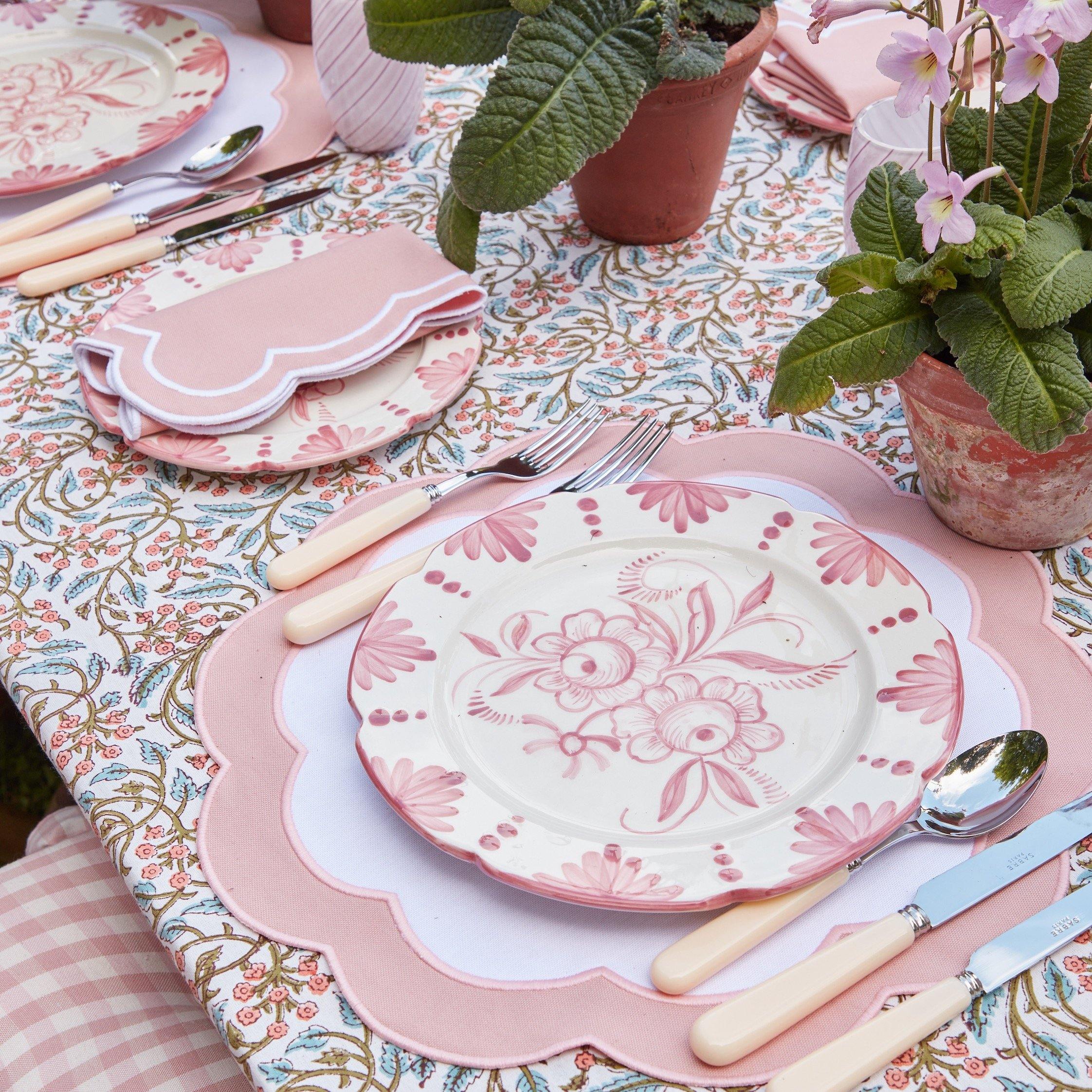 Pink Appliqué Placemats & Napkins (Set of 4) - Mrs. Alice