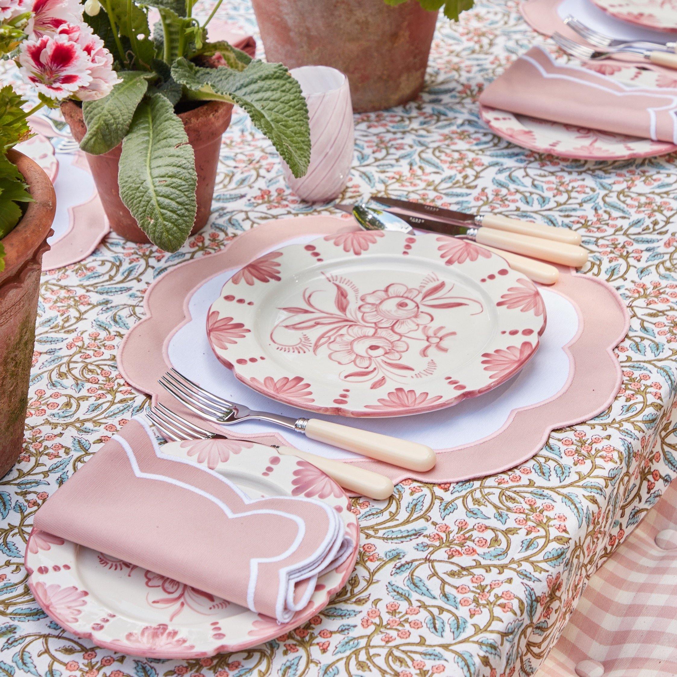 Pink Appliqué Placemats & Napkins (Set of 4) - Mrs. Alice