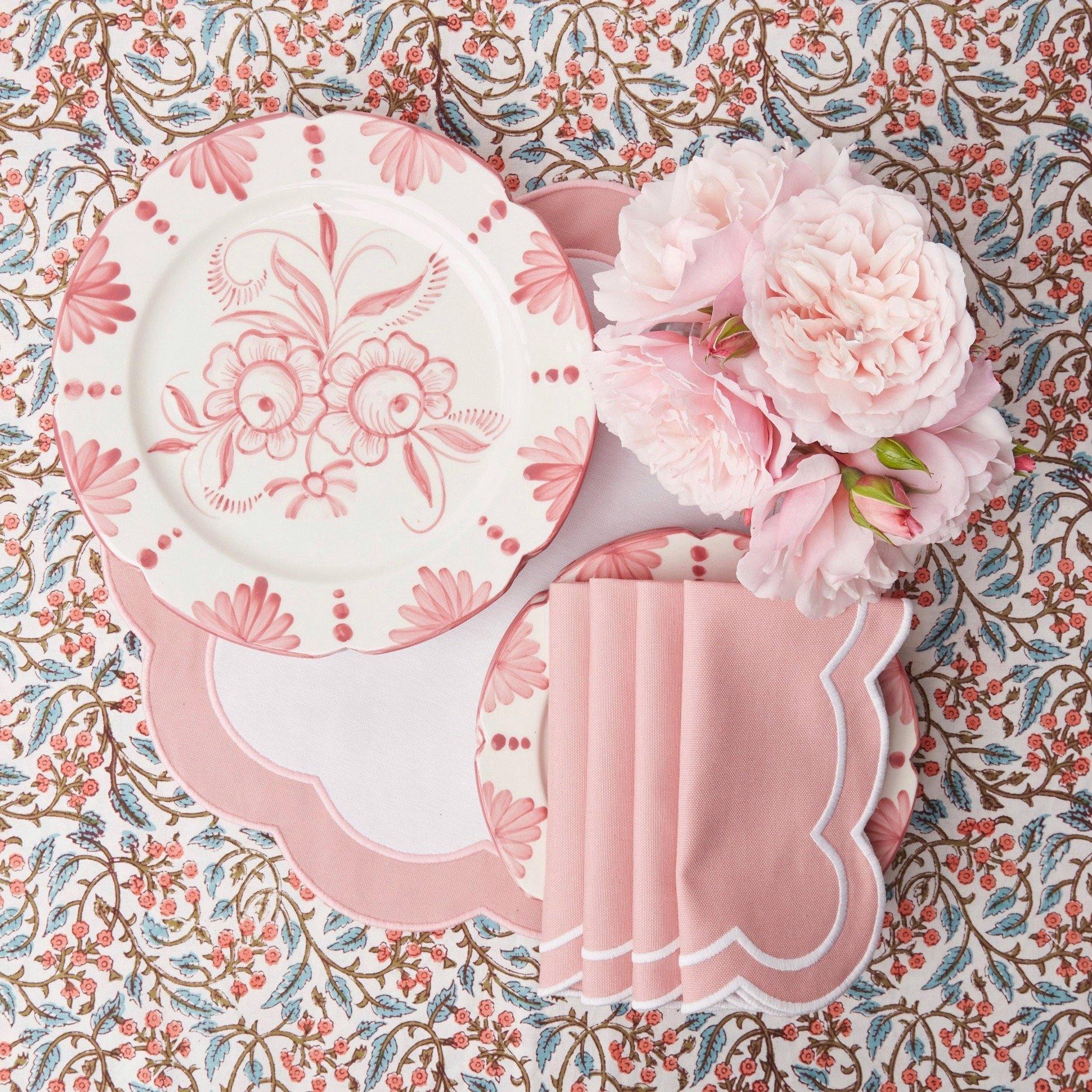 Pink Appliqué Placemats & Napkins (Set of 4) - Mrs. Alice