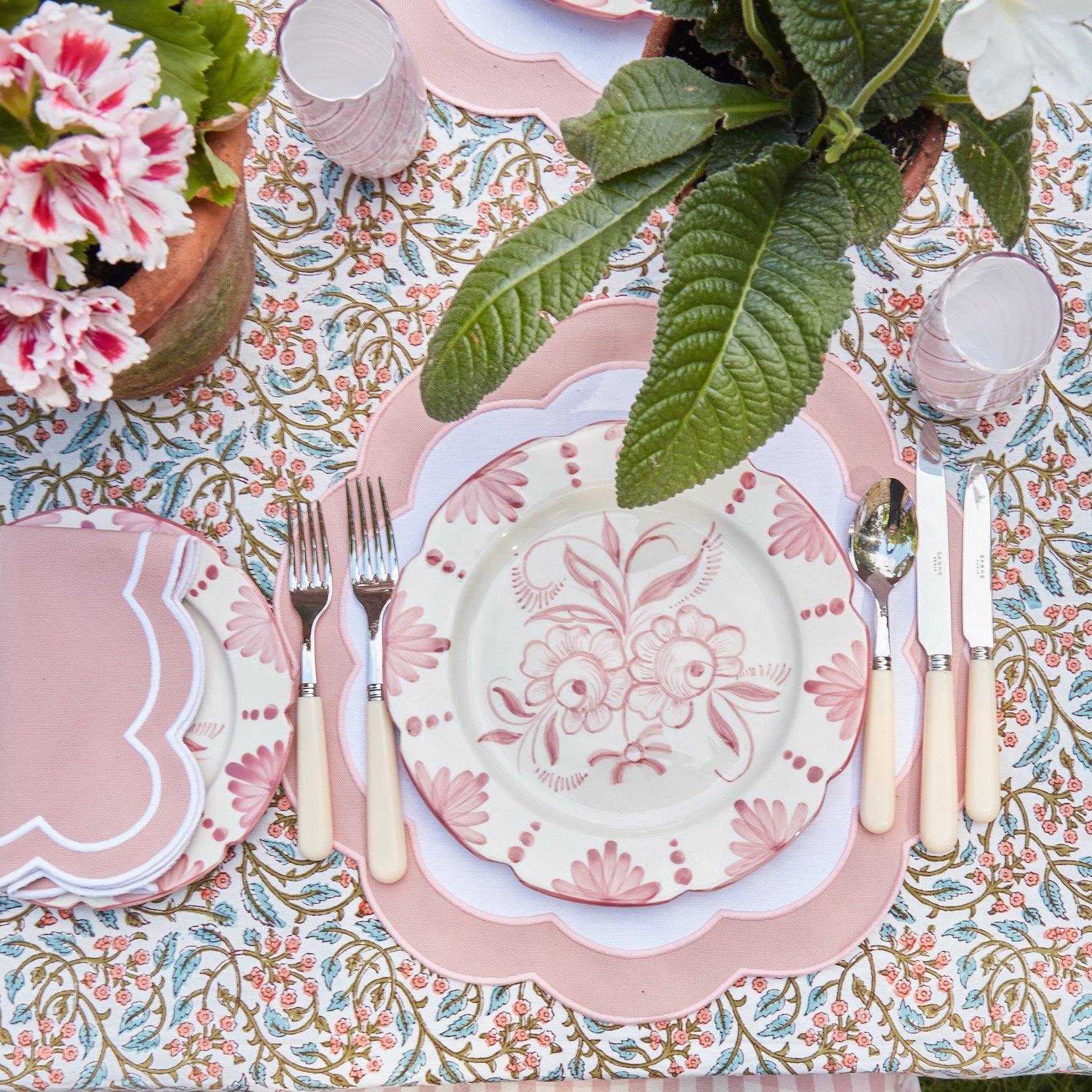 Pink Appliqué Placemats & Napkins (Set of 4) - Mrs. Alice