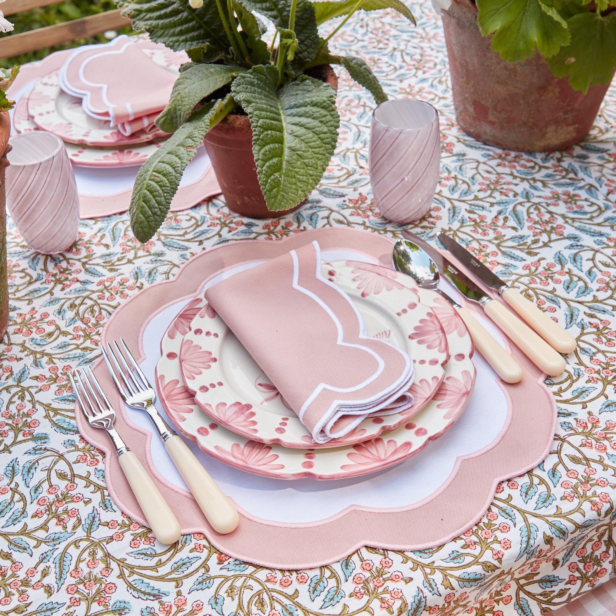 Pink Appliqué Placemats & Napkins (Set of 4) - Mrs. Alice