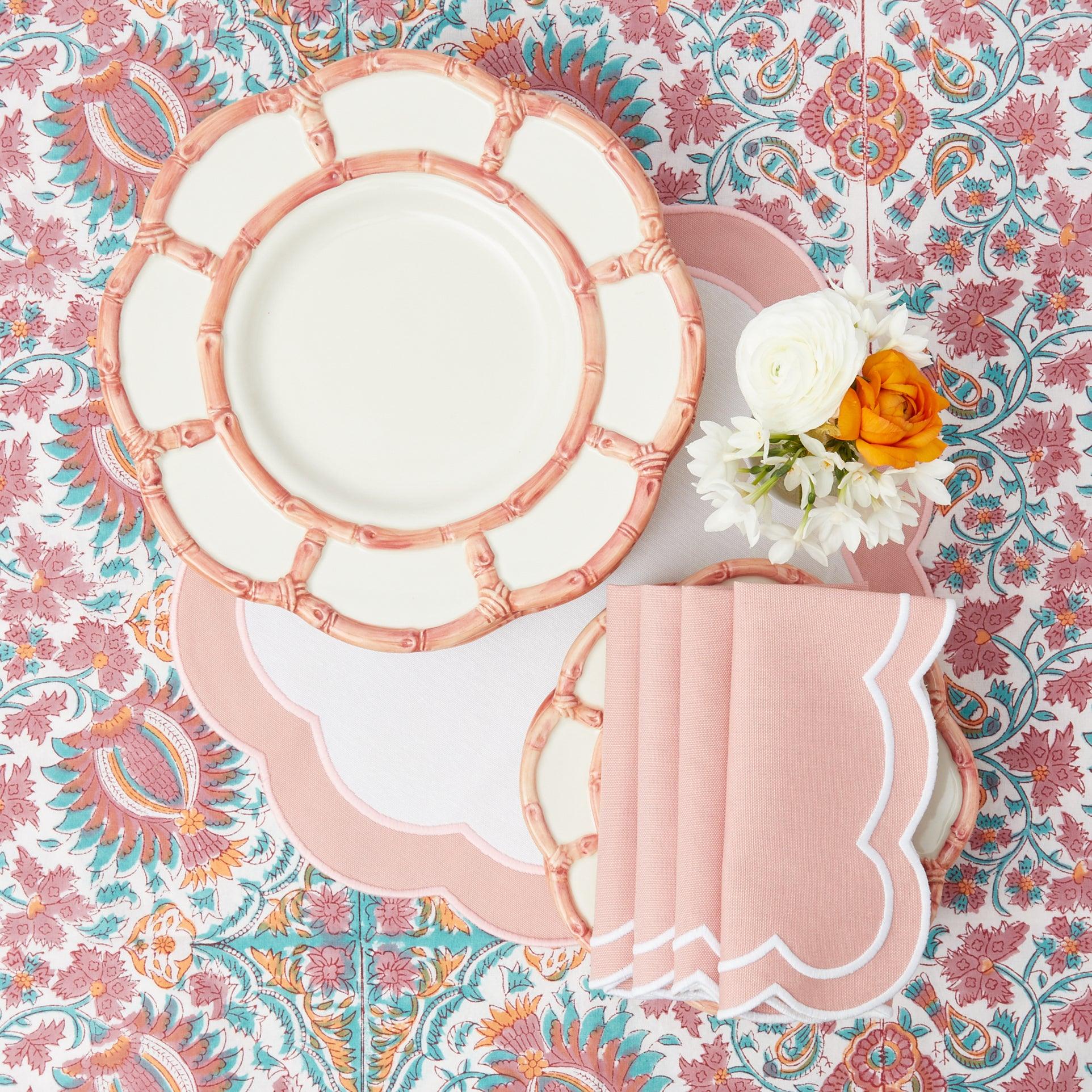 Pink Appliqué Placemats & Napkins (Set of 4) - Mrs. Alice