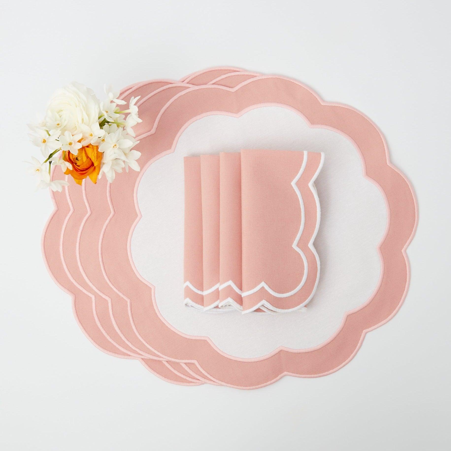 Pink Appliqué Placemats & Napkins (Set of 4) - Mrs. Alice