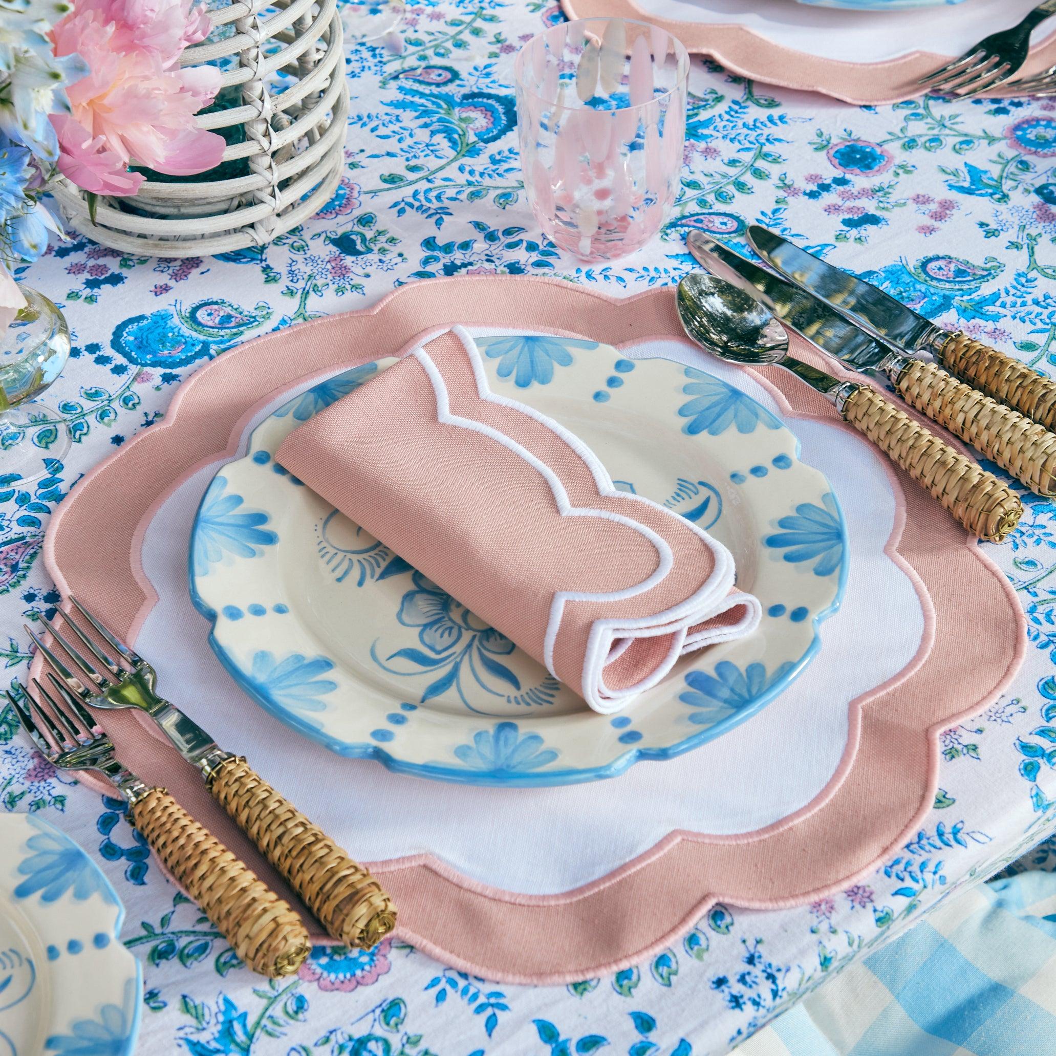 Pink Appliqué Placemats & Napkins (Set of 4) - Mrs. Alice