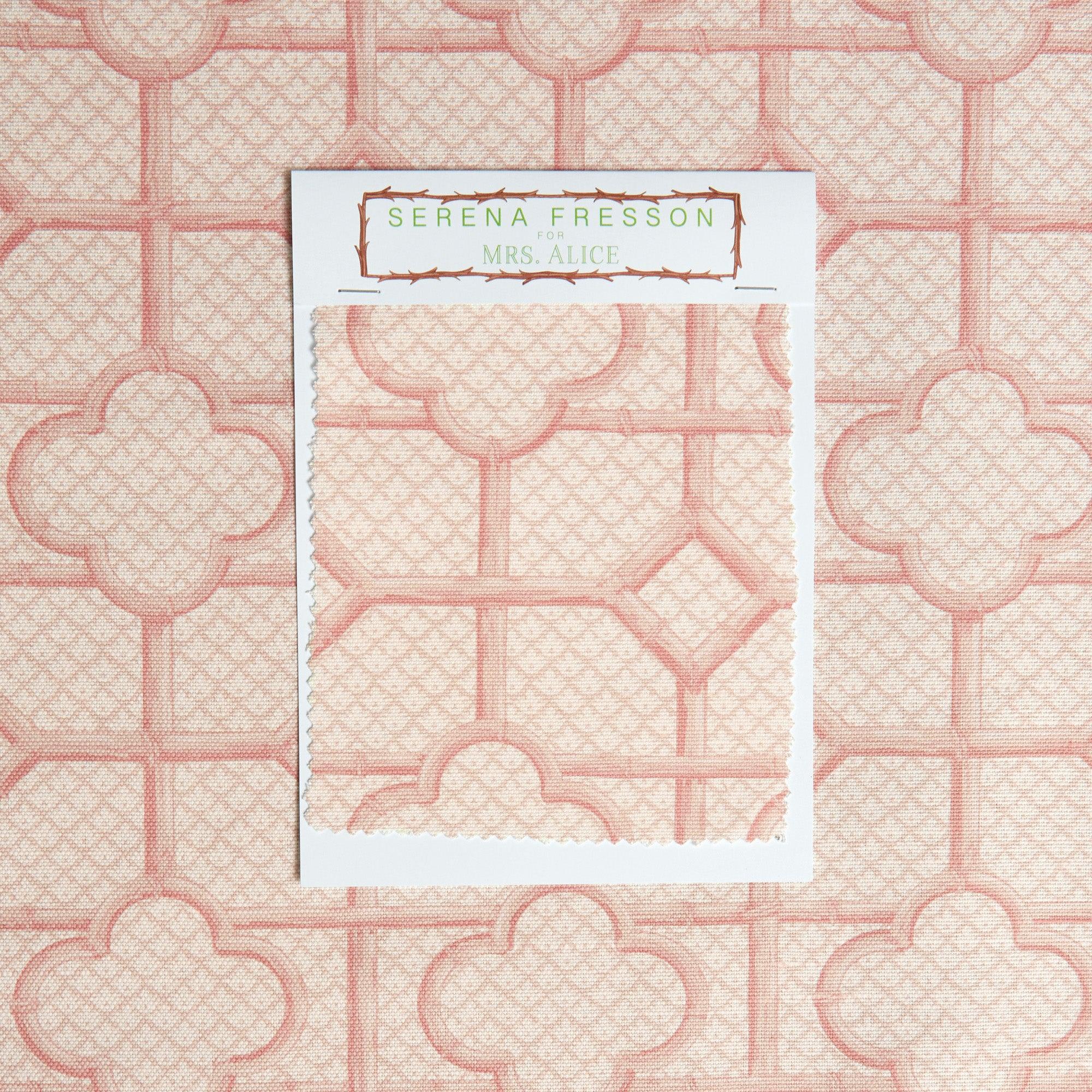 Pink Bamboo Trellis Fabric - Mrs. Alice