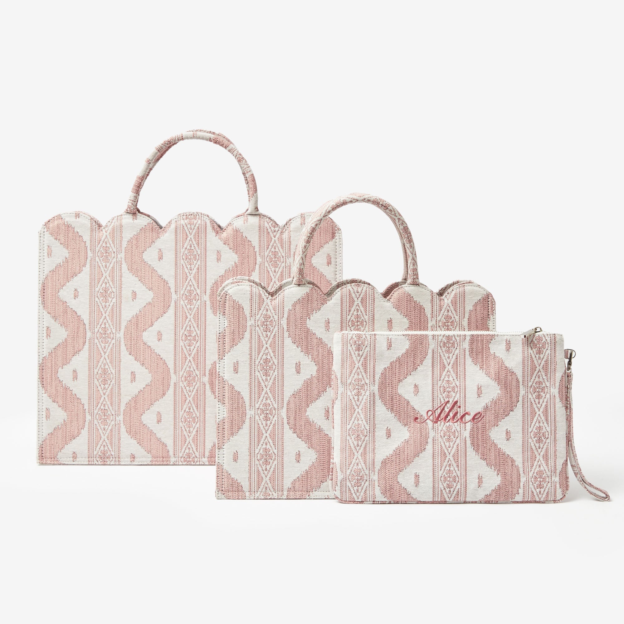 Small Mrs. Alice Tote Bag (Pink Ikat)