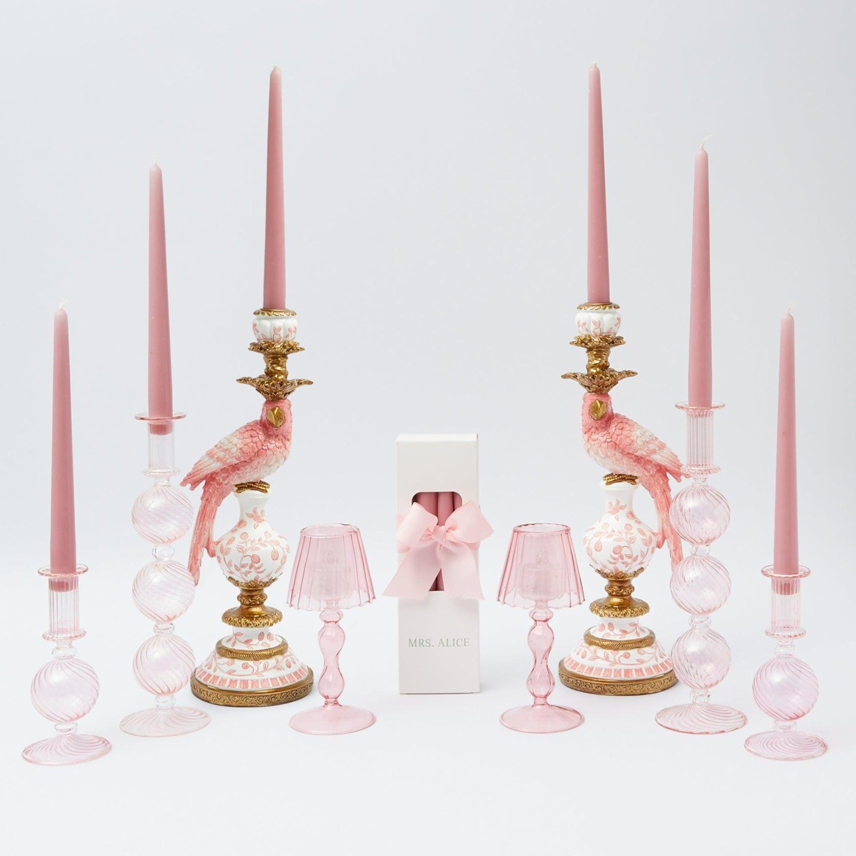 Pink Parrot Candlescape - Mrs. Alice