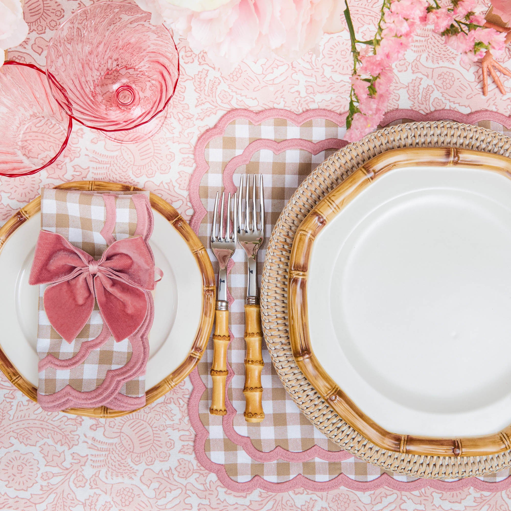 Dusty Pink Velvet Napkin Bows (Set of 4)