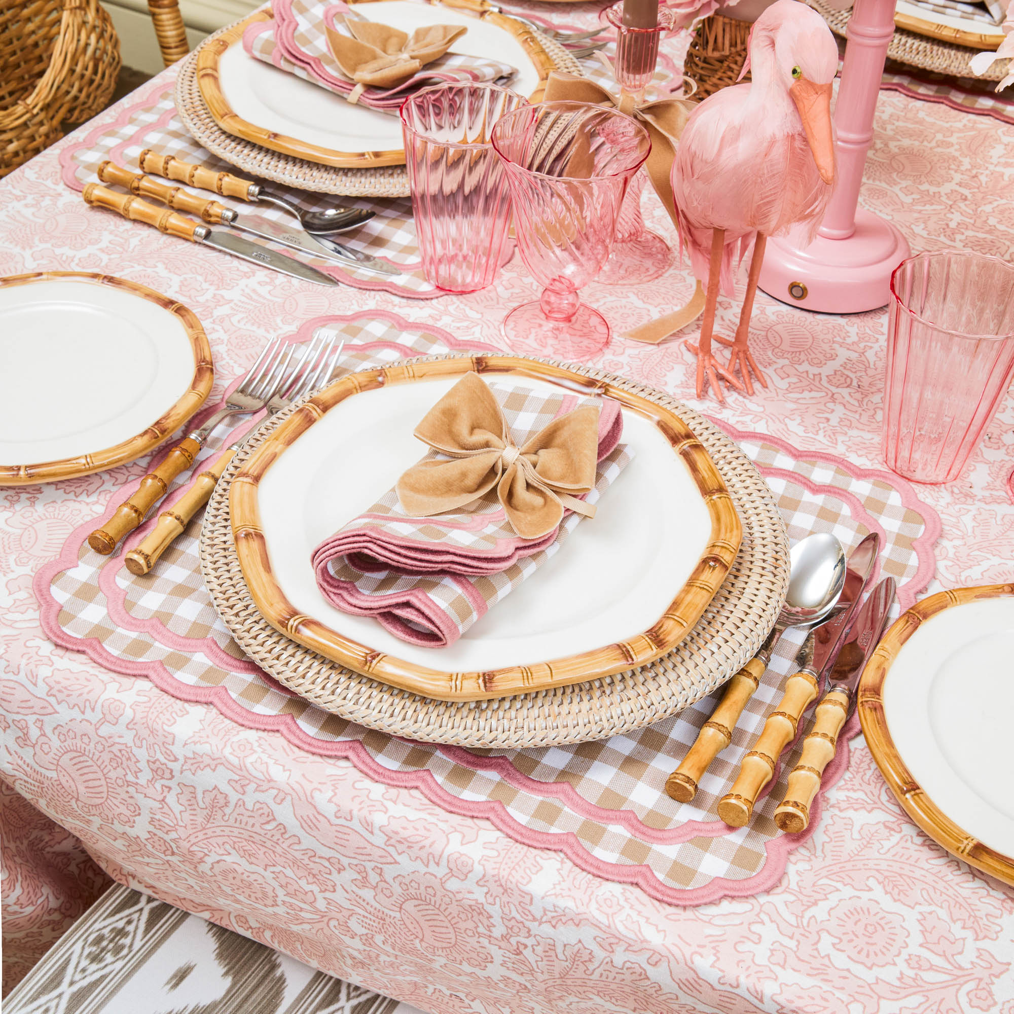 Isla Putty & Pink Gingham Placemats (Set of 4)