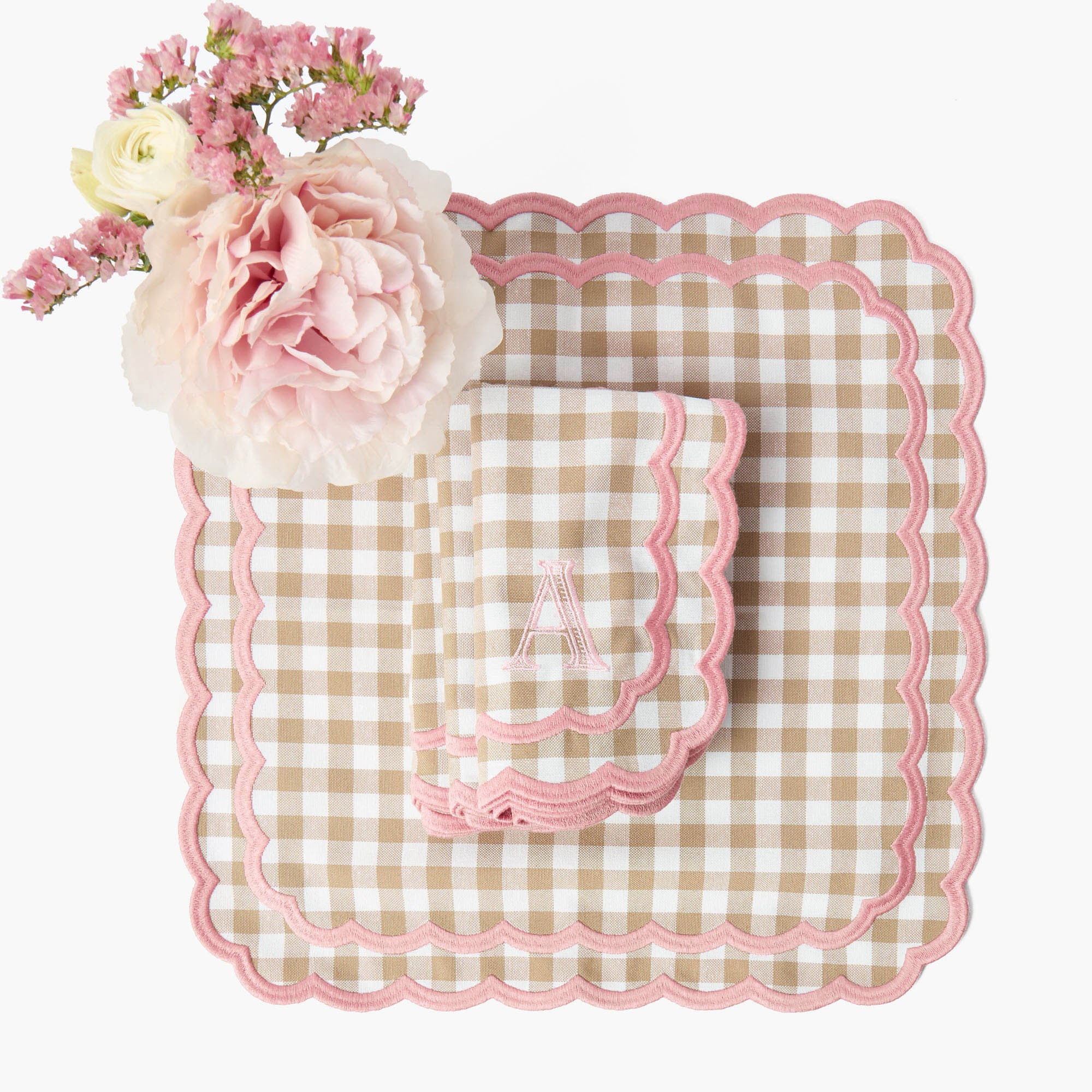 Isla Putty & Pink Gingham Napkins (Set of 4)