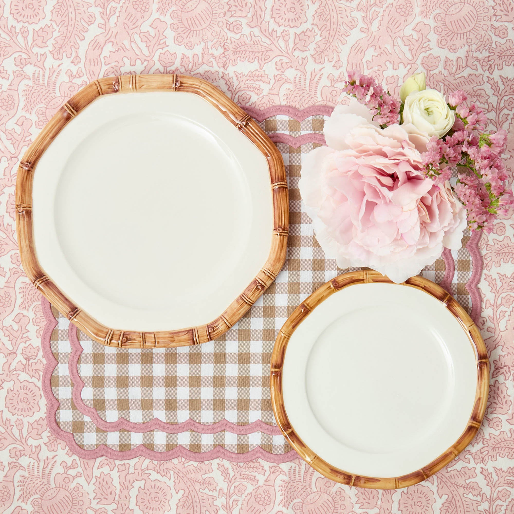 Geometric Bamboo Dinner & Starter Plates (Set of 8)