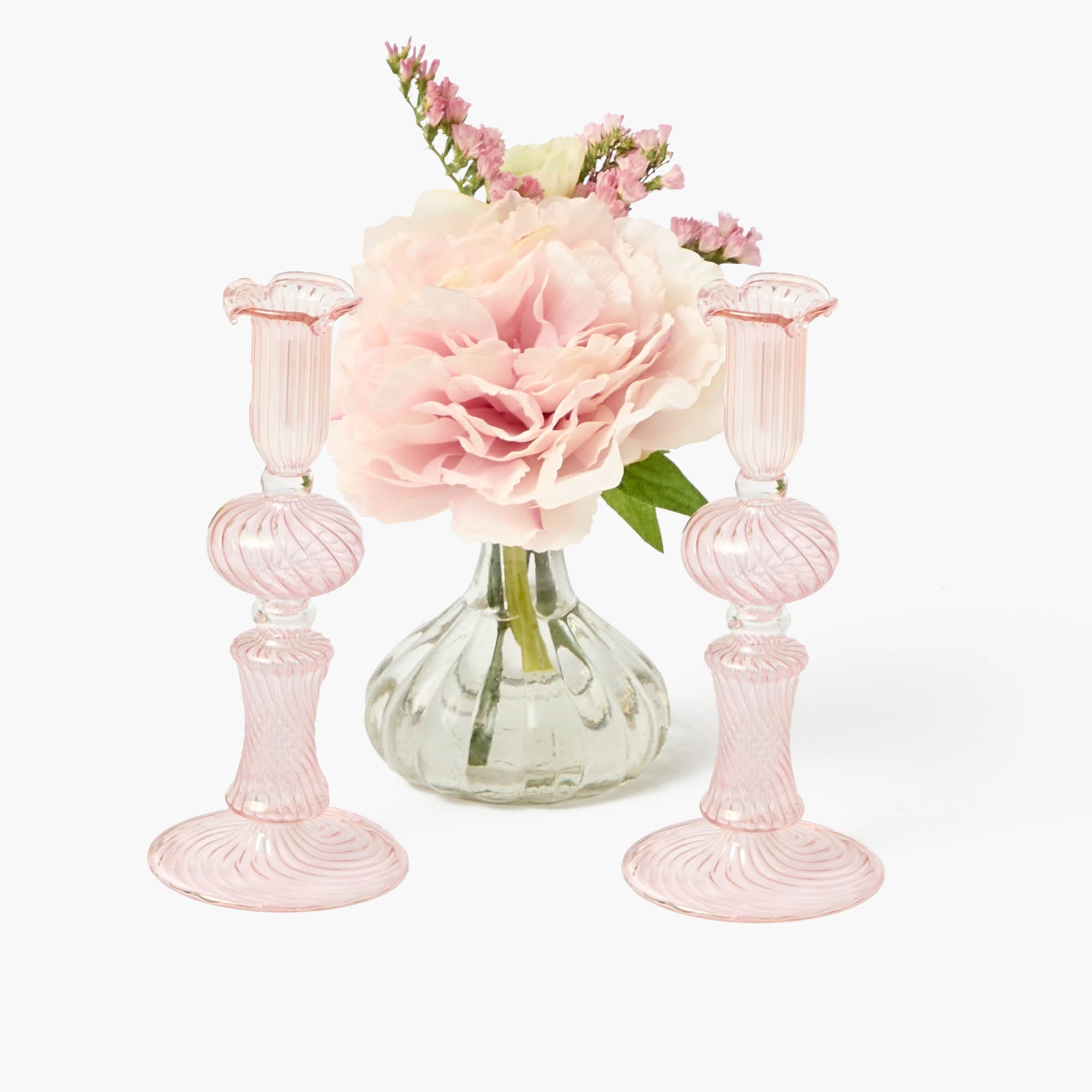 Small Gisele Pink Candle Holder (Pair)