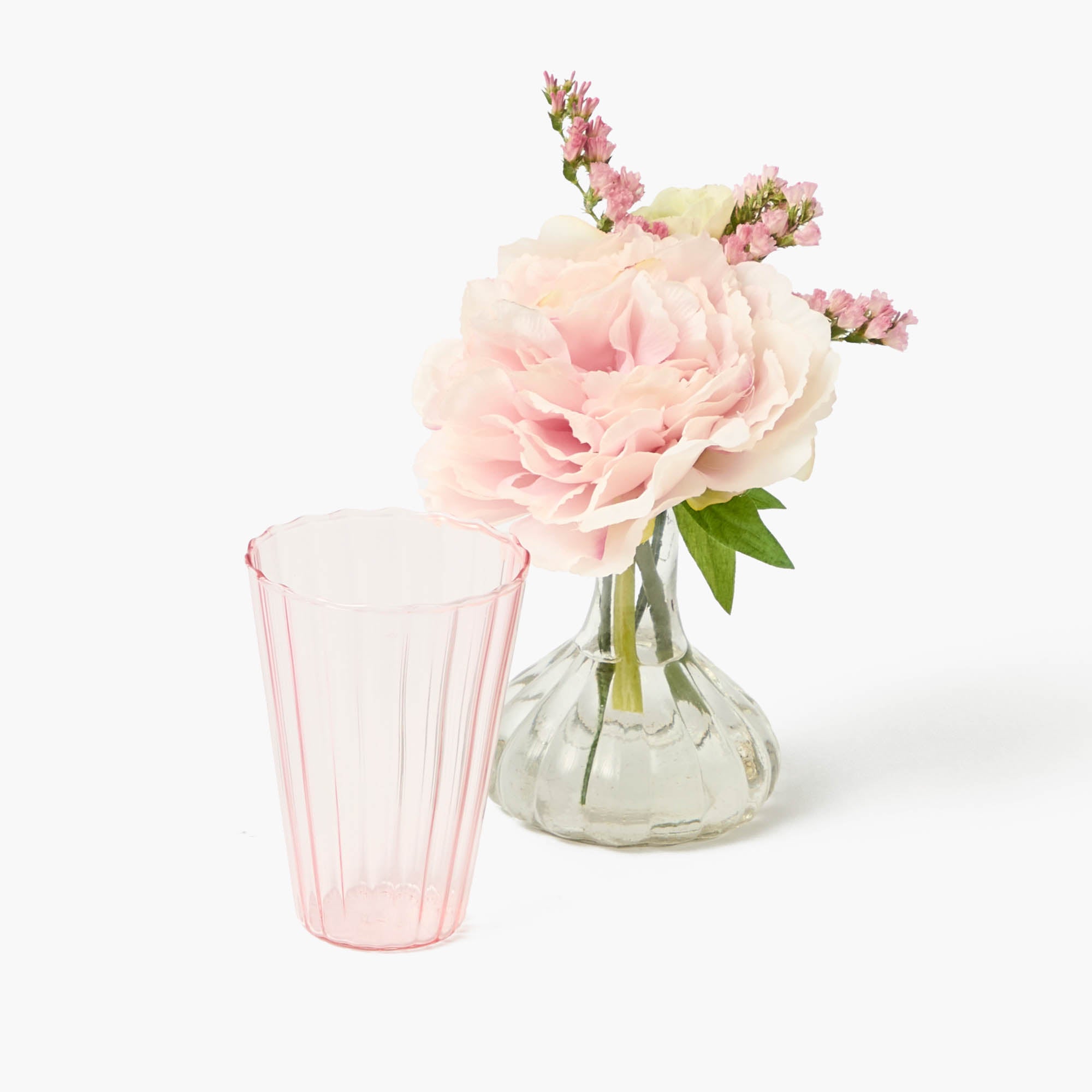 Pink Fluted Water Glasses (Set of 4)