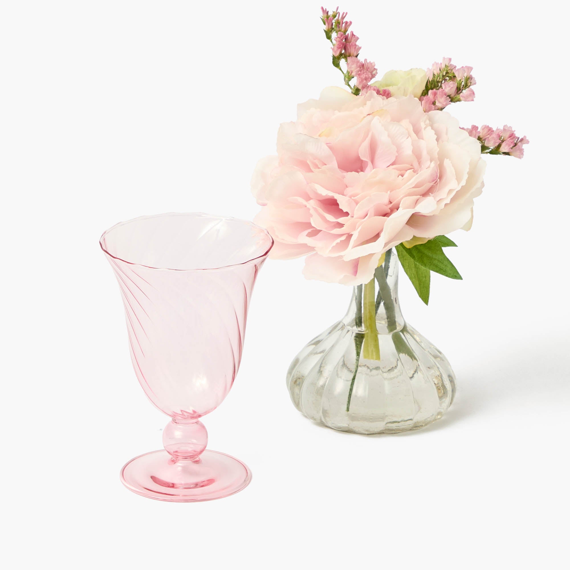 Pink Fluted Wine Glasses (Set of 4)