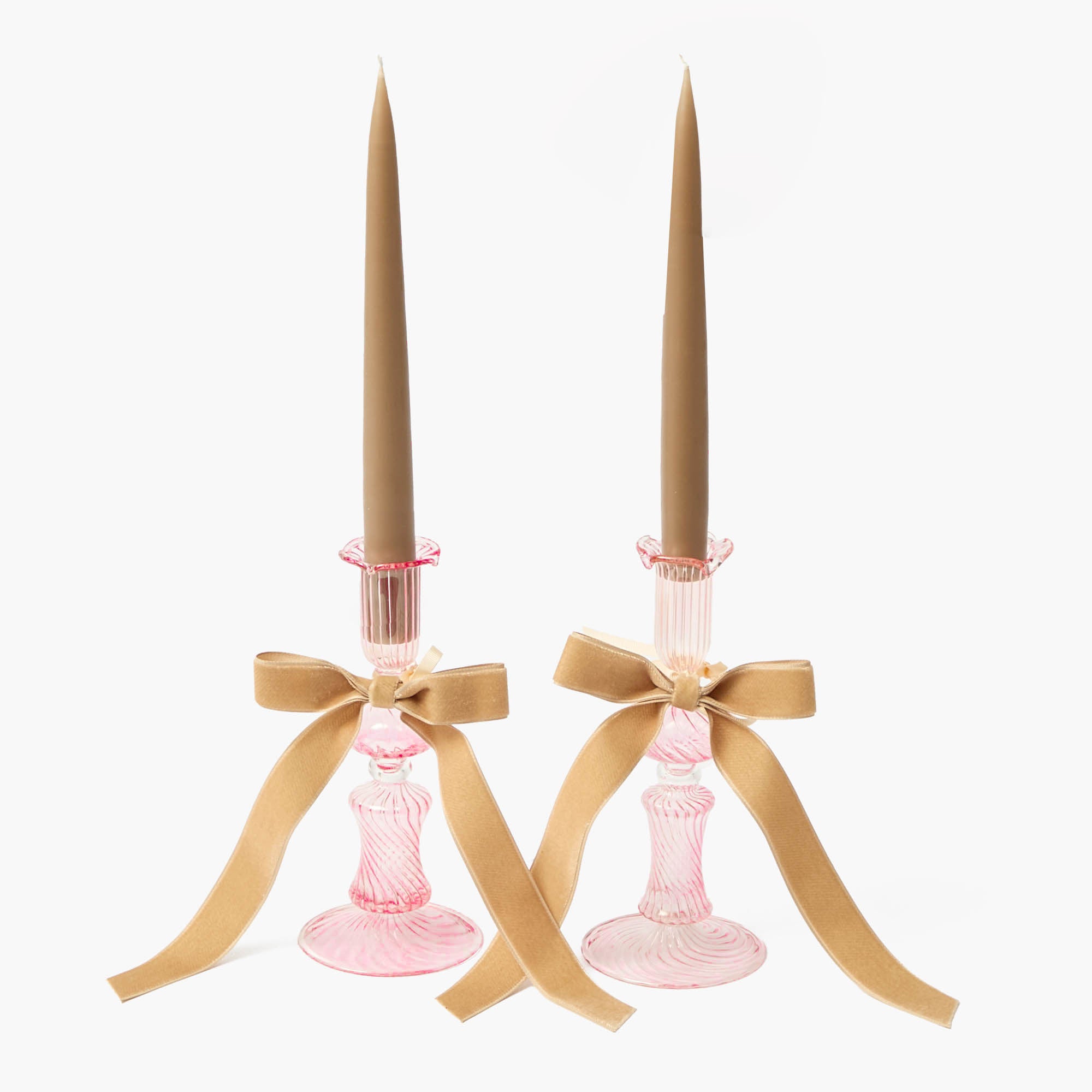 Small Gisele Pink Candle Holder (Pair)