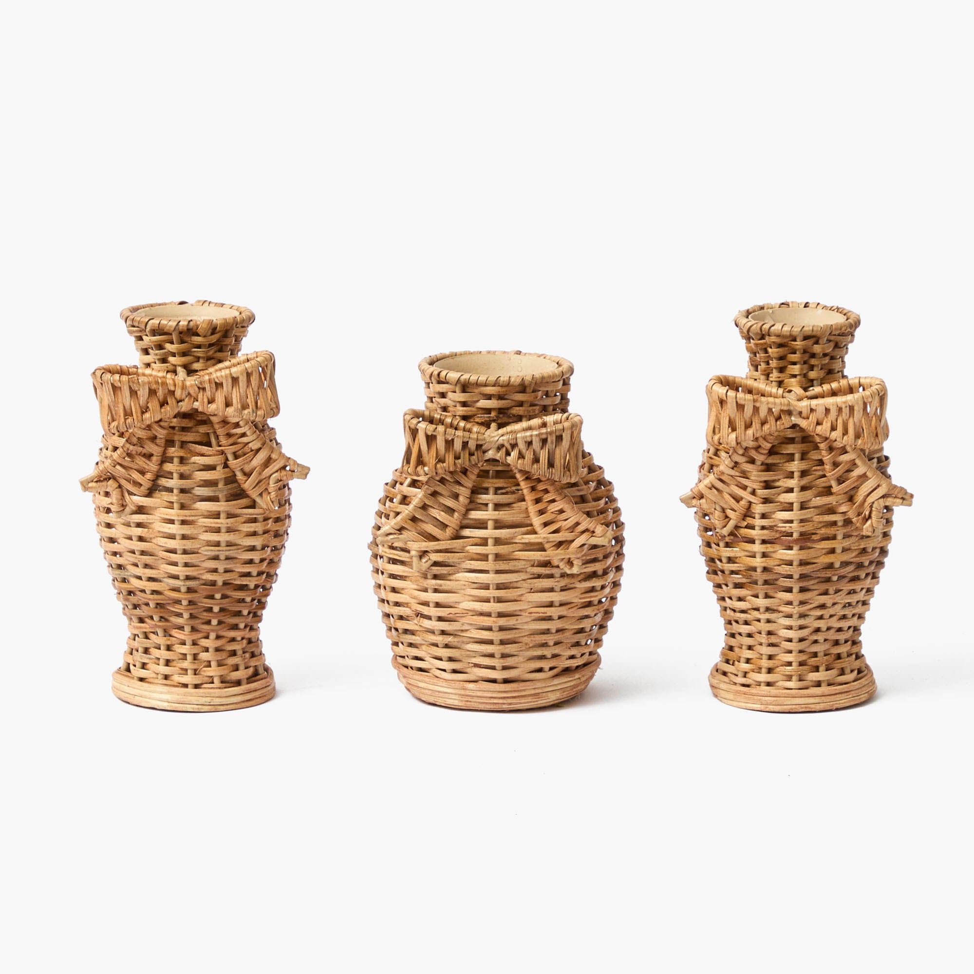 Rattan Bow Vases (Set of 3)