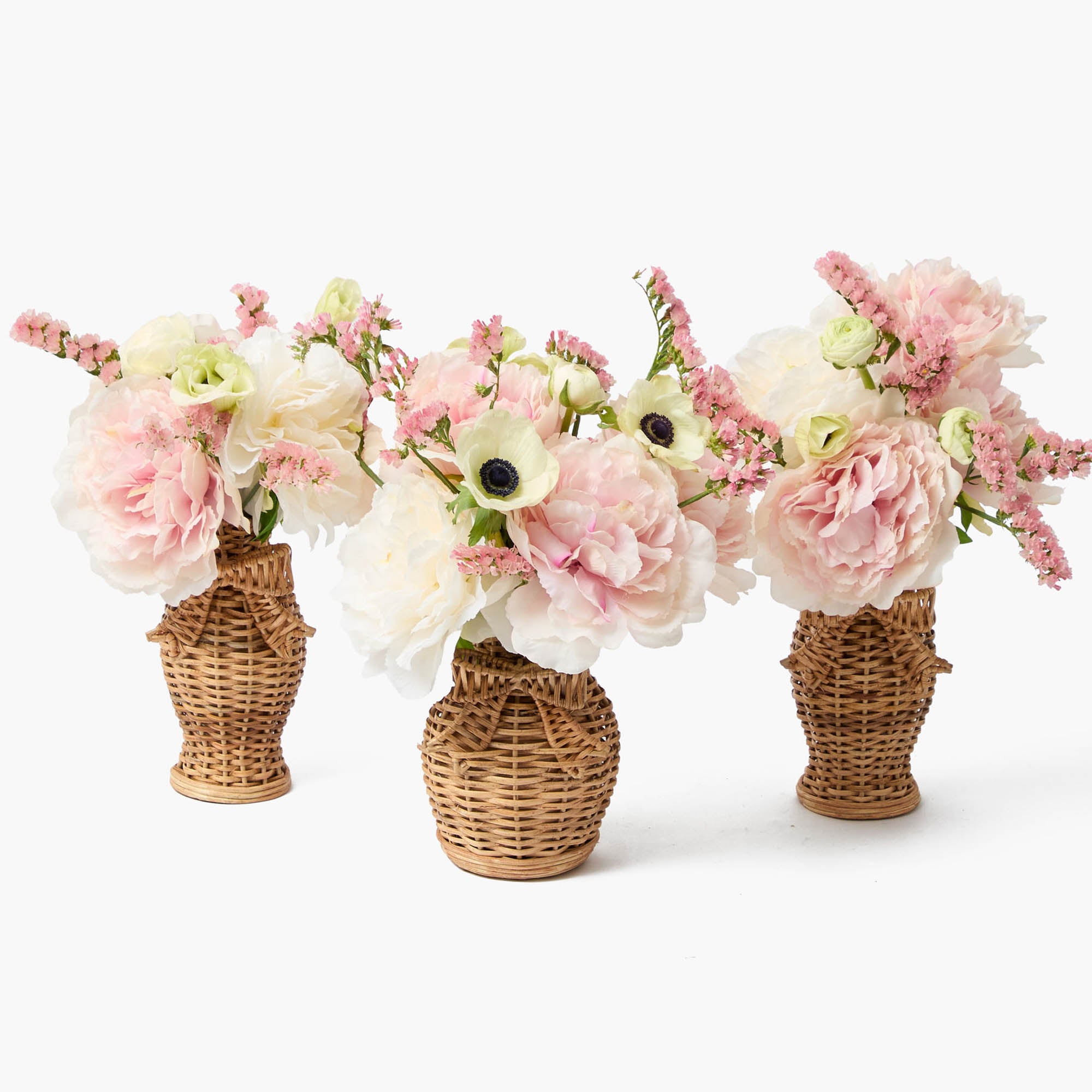 Rattan Bow Vases (Set of 3)