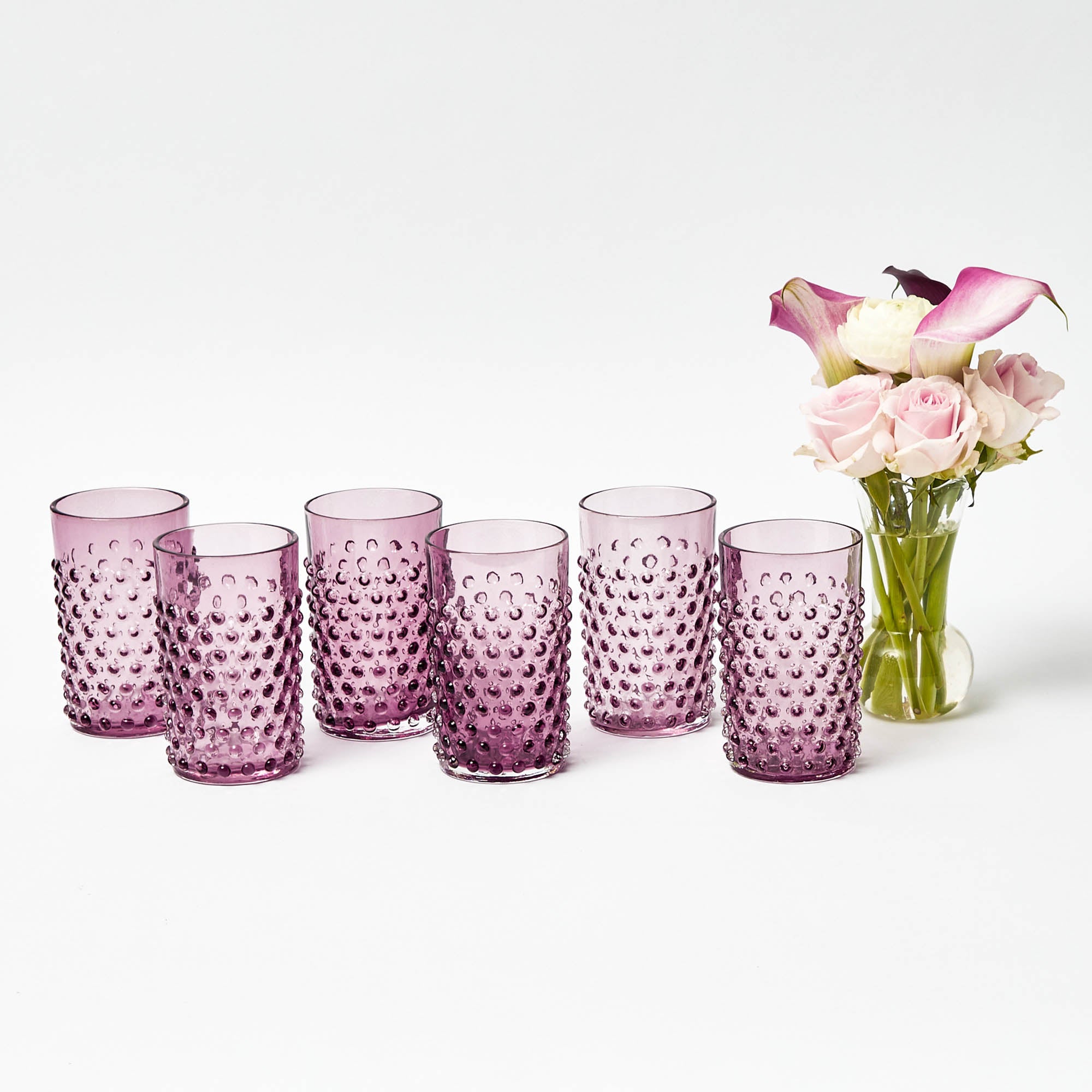 Purple Hobnail Glasses (Set of 6)