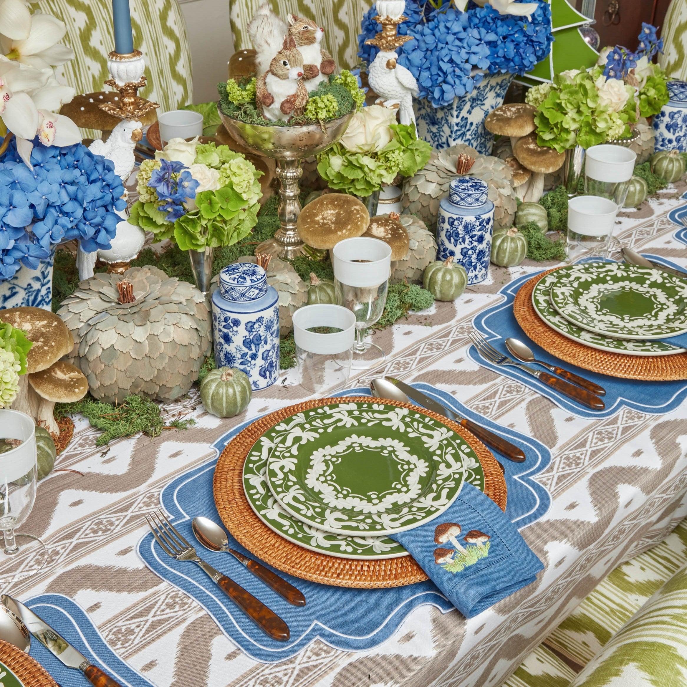 Putty Ikat Tablecloth: Subdued elegance for every meal.