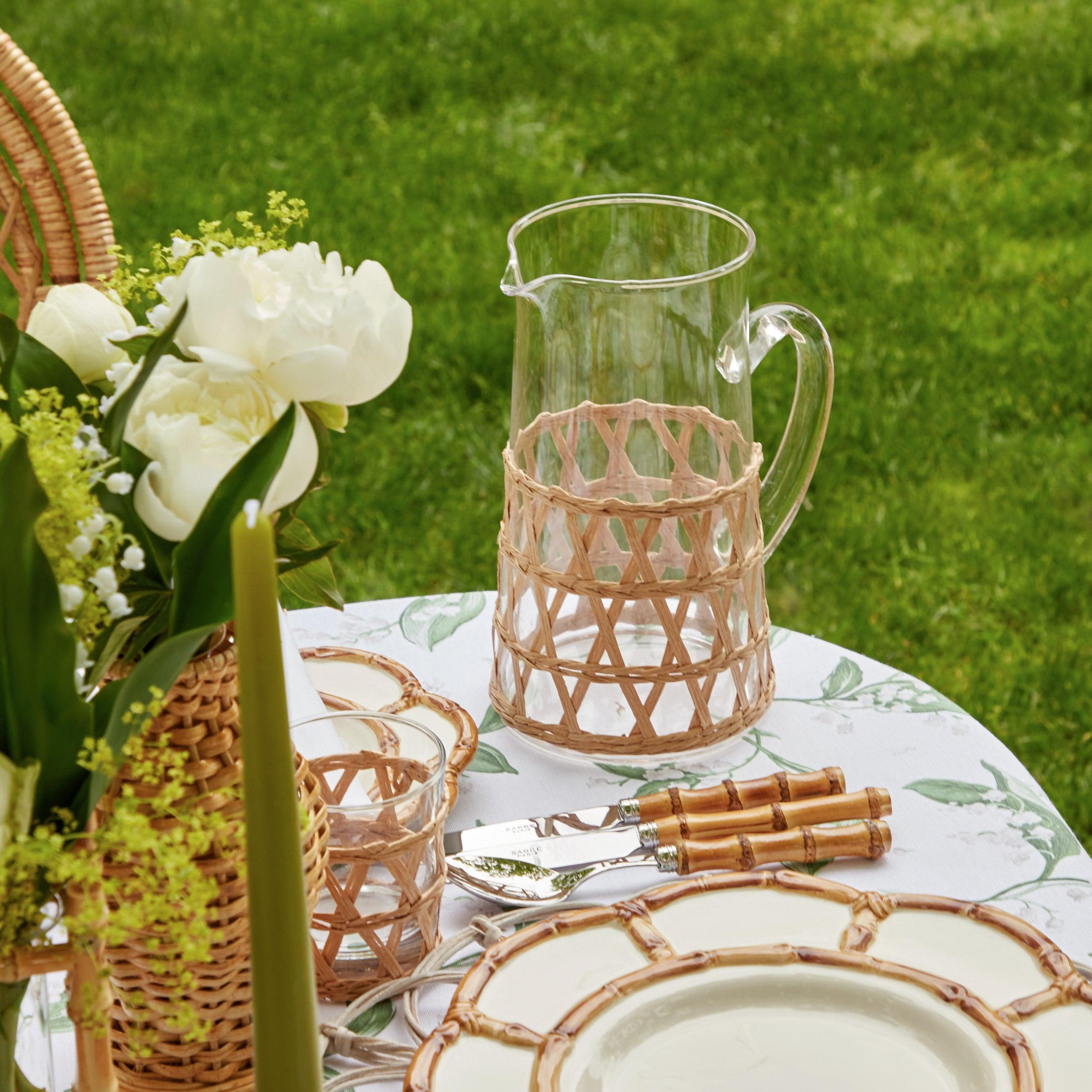 Raffia Water Glasses & Jug Set - Mrs. Alice