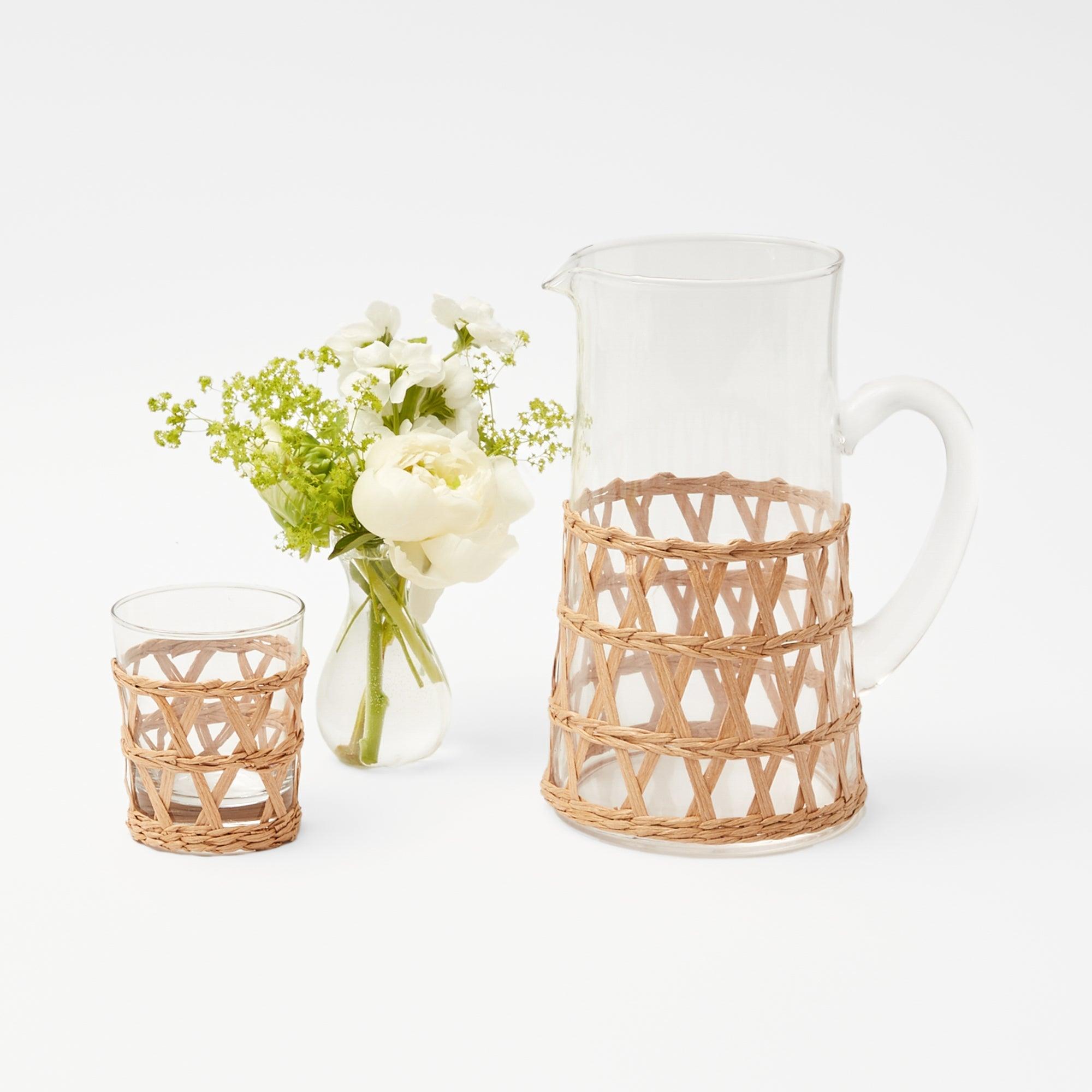 Raffia Water Glasses & Jug Set - Mrs. Alice