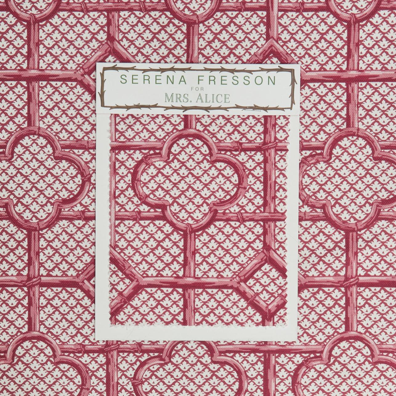 Raspberry Pink Bamboo Trellis Fabric - Mrs. Alice