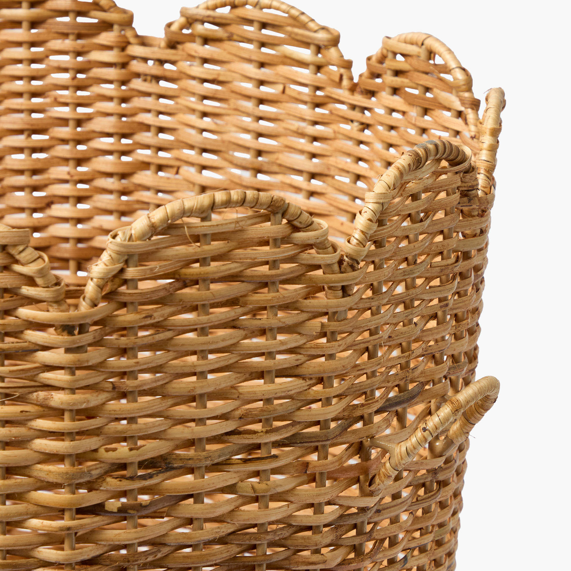 Scalloped Rattan Log Basket