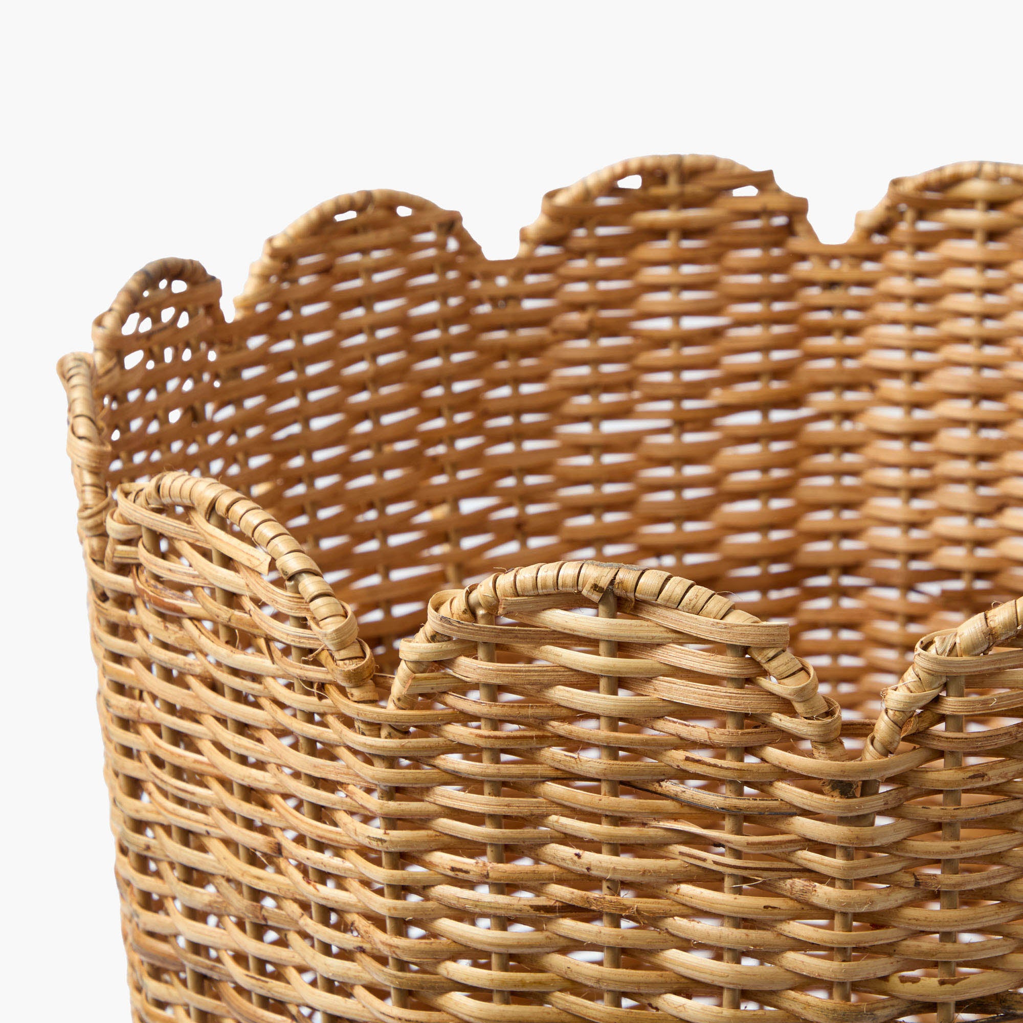 Scalloped Rattan Log Basket