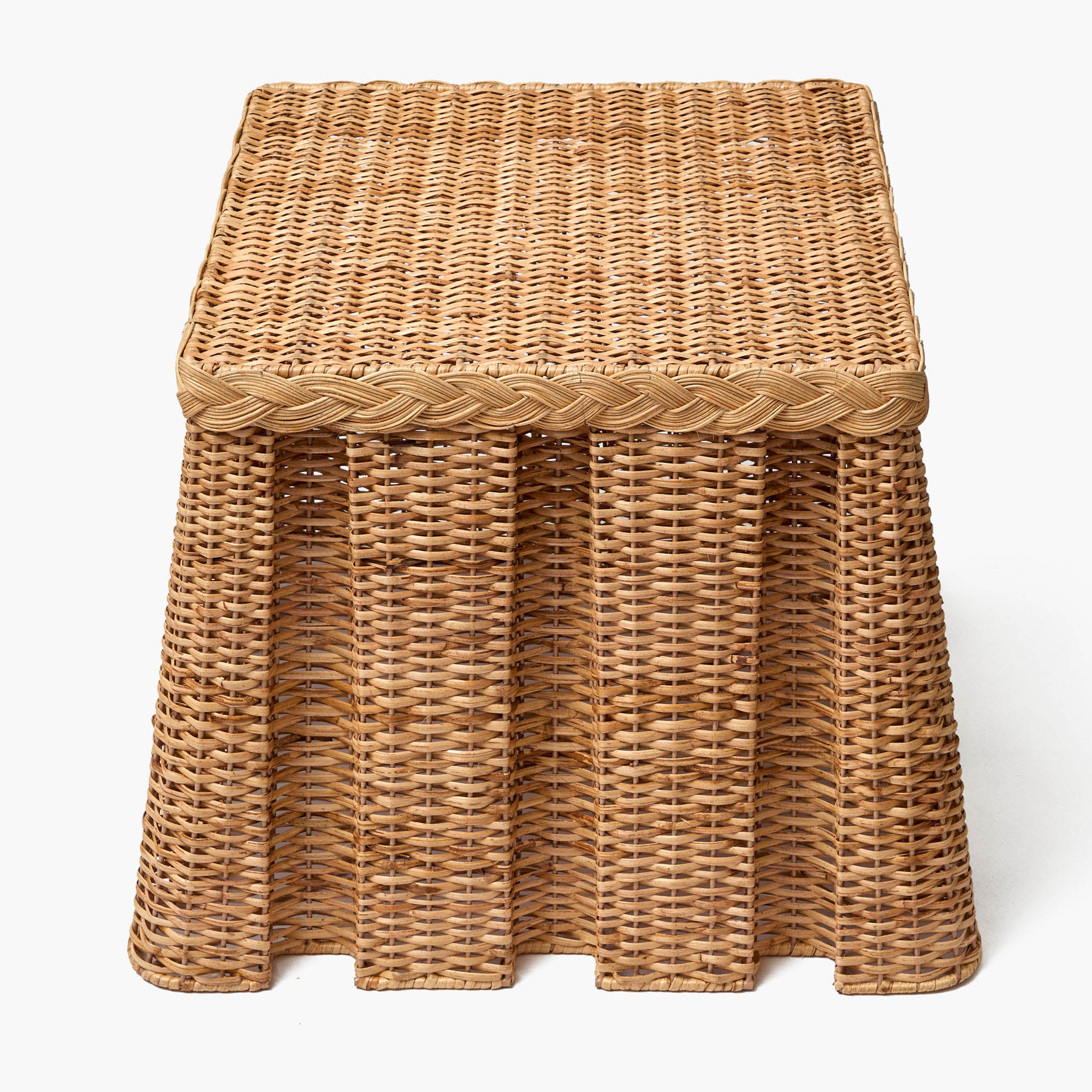 The Bettina Box Pleated Rattan Stool