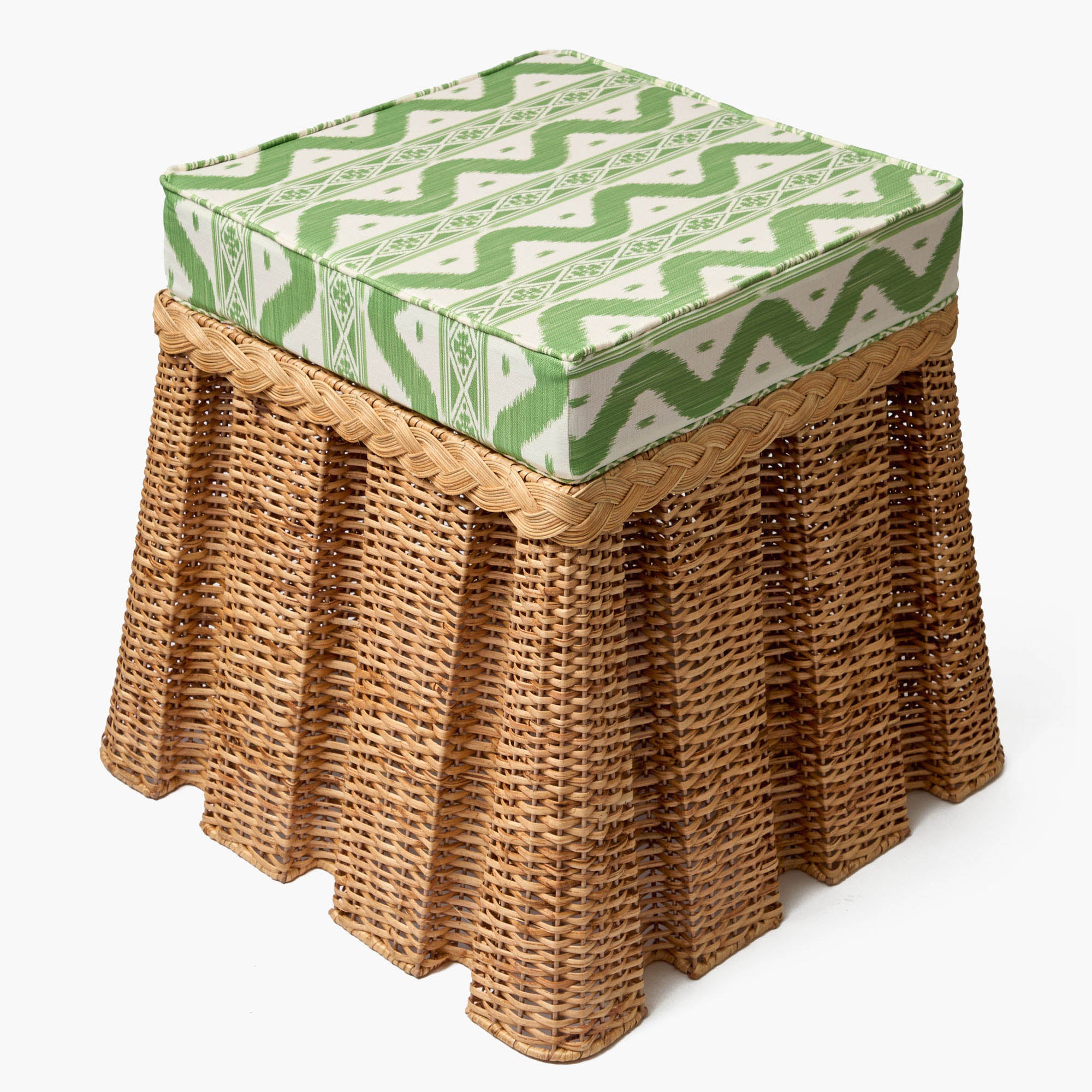 The Bettina Box Pleated Rattan Stool