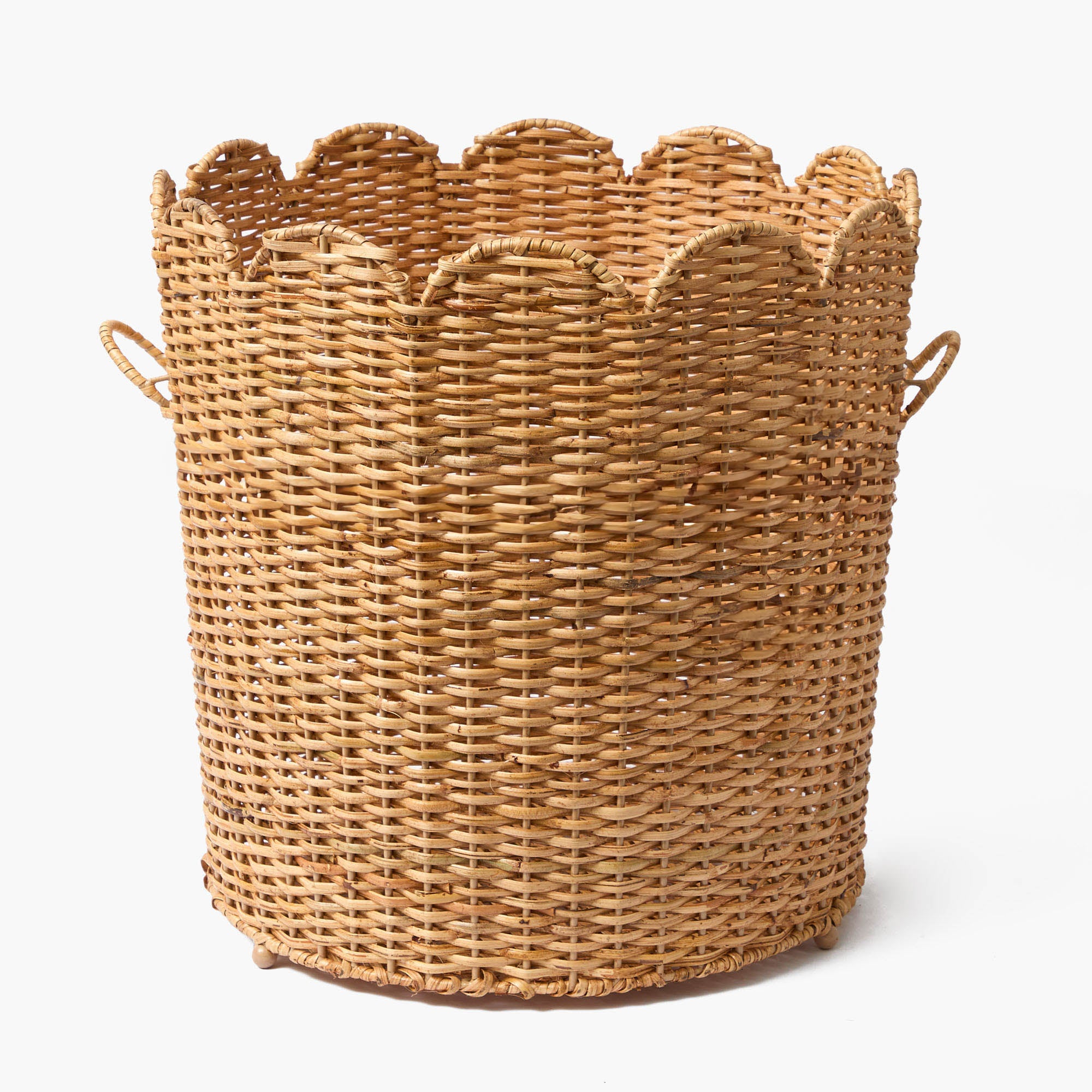 Scalloped Rattan Log Basket