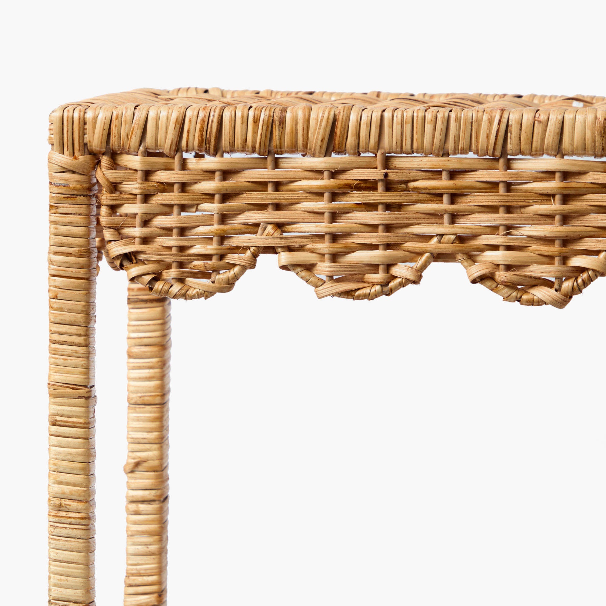 Scalloped Rattan Wall Mounted Shelf