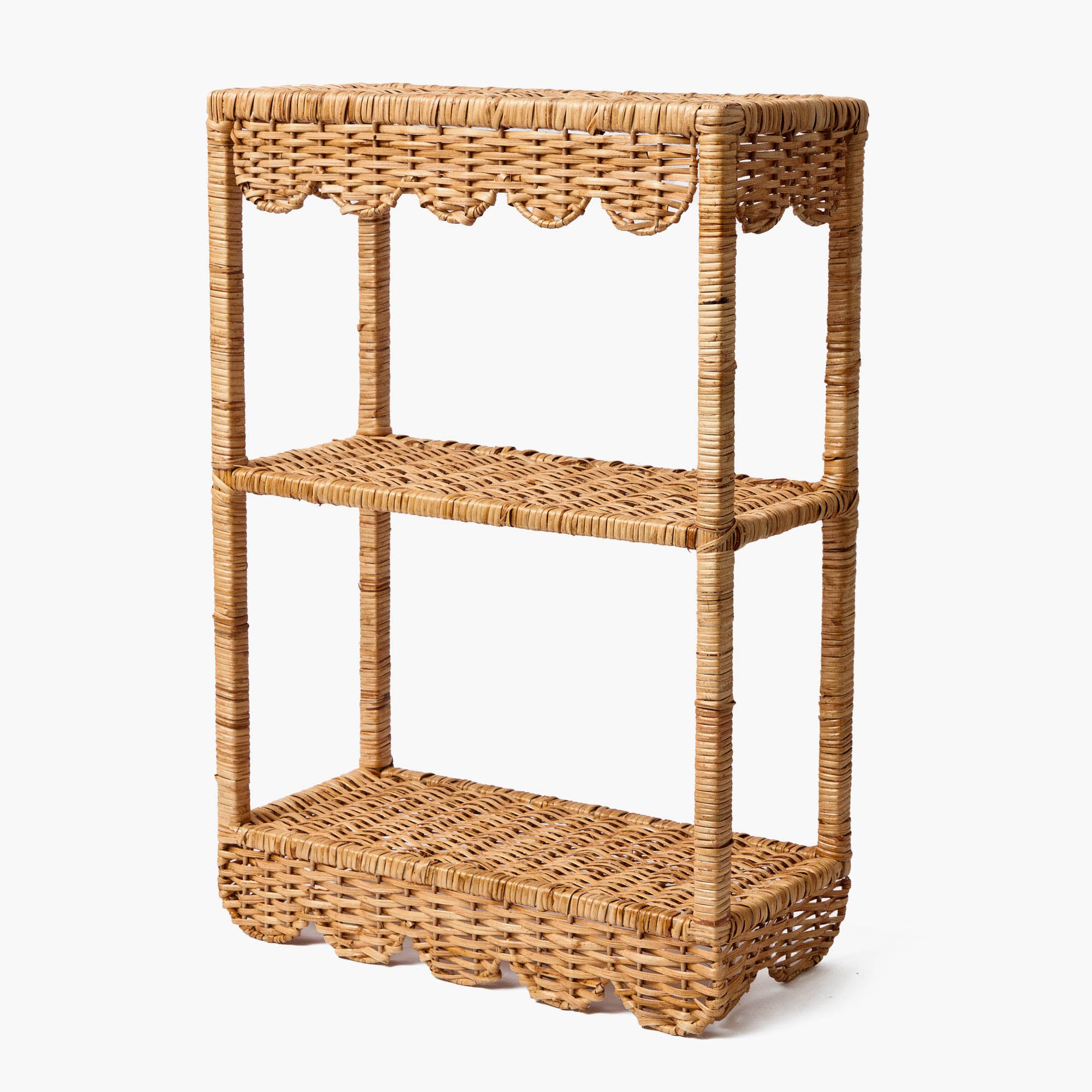 Scalloped Rattan Wall Mounted Shelf