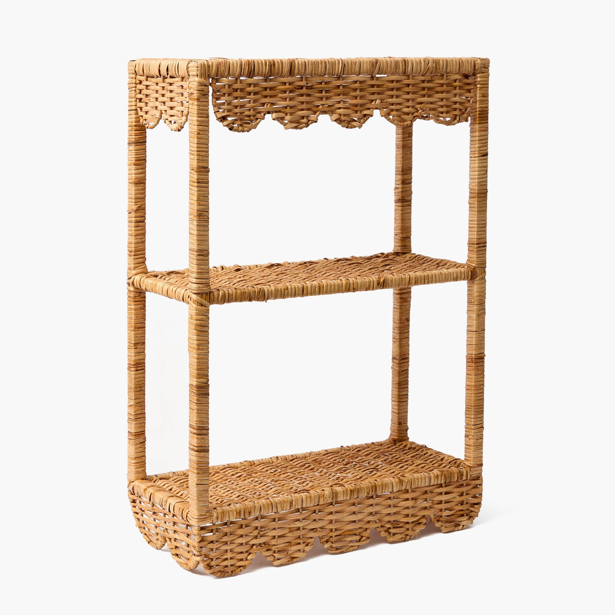 Scalloped Rattan Wall Mounted Shelf