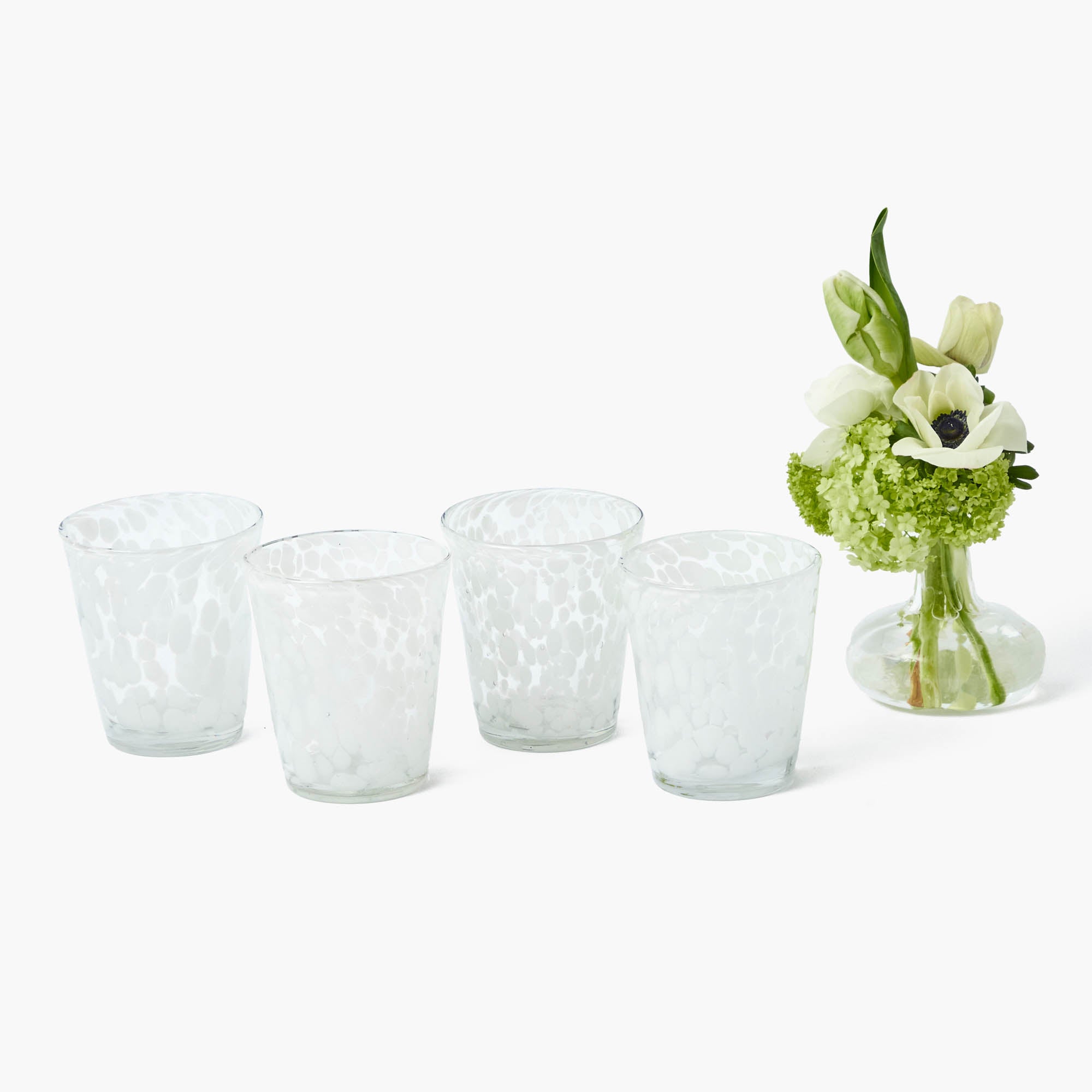 Dappled White Water Glasses (Set of 4)