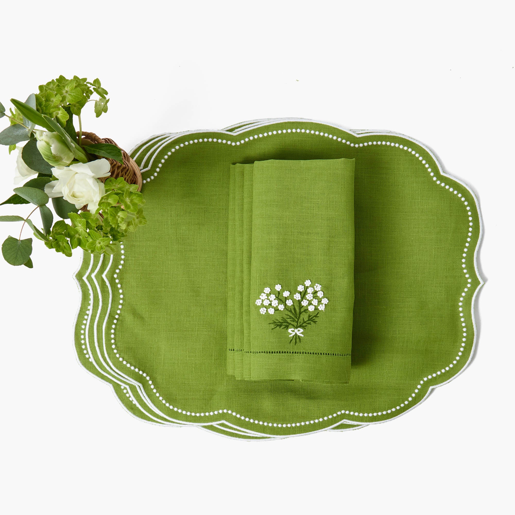 Eloise Green Placemats & Hydrangea Napkins (Set of 4)