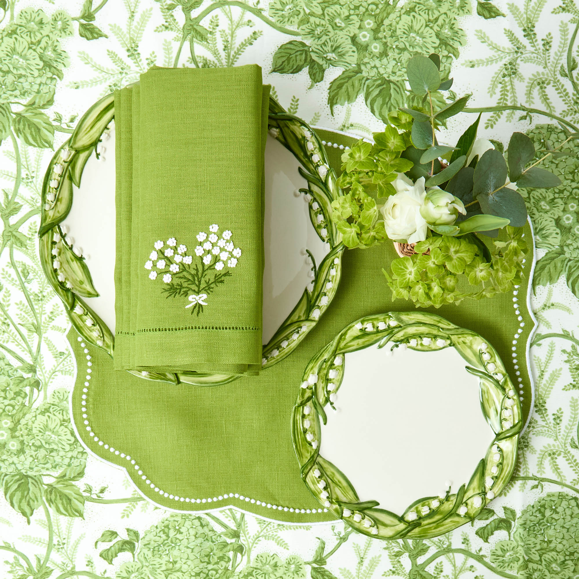 Eloise Green Placemats & Hydrangea Napkins (Set of 4)