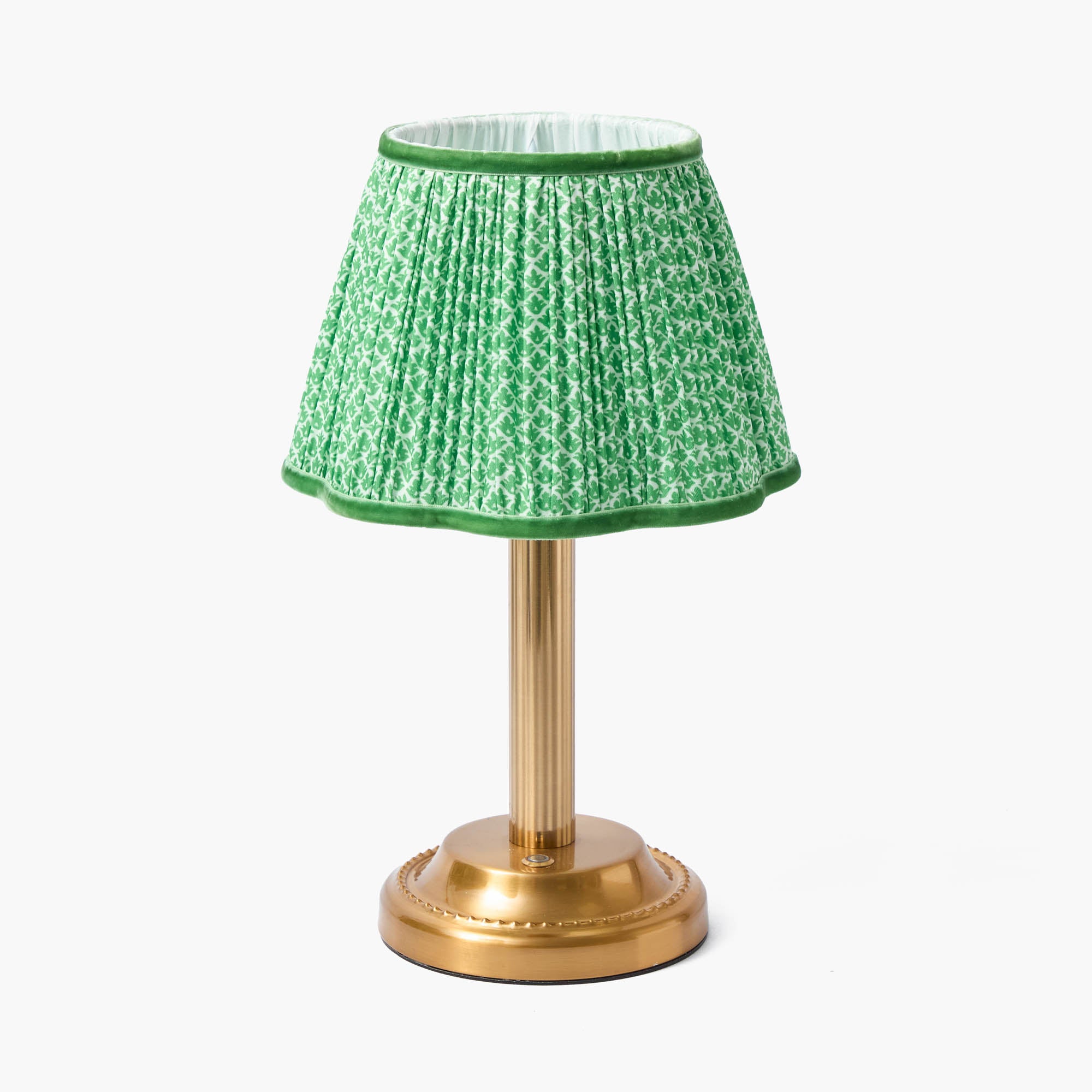 Corinthian Rechargeable Lamp with Green Lotus Shade (22cm)