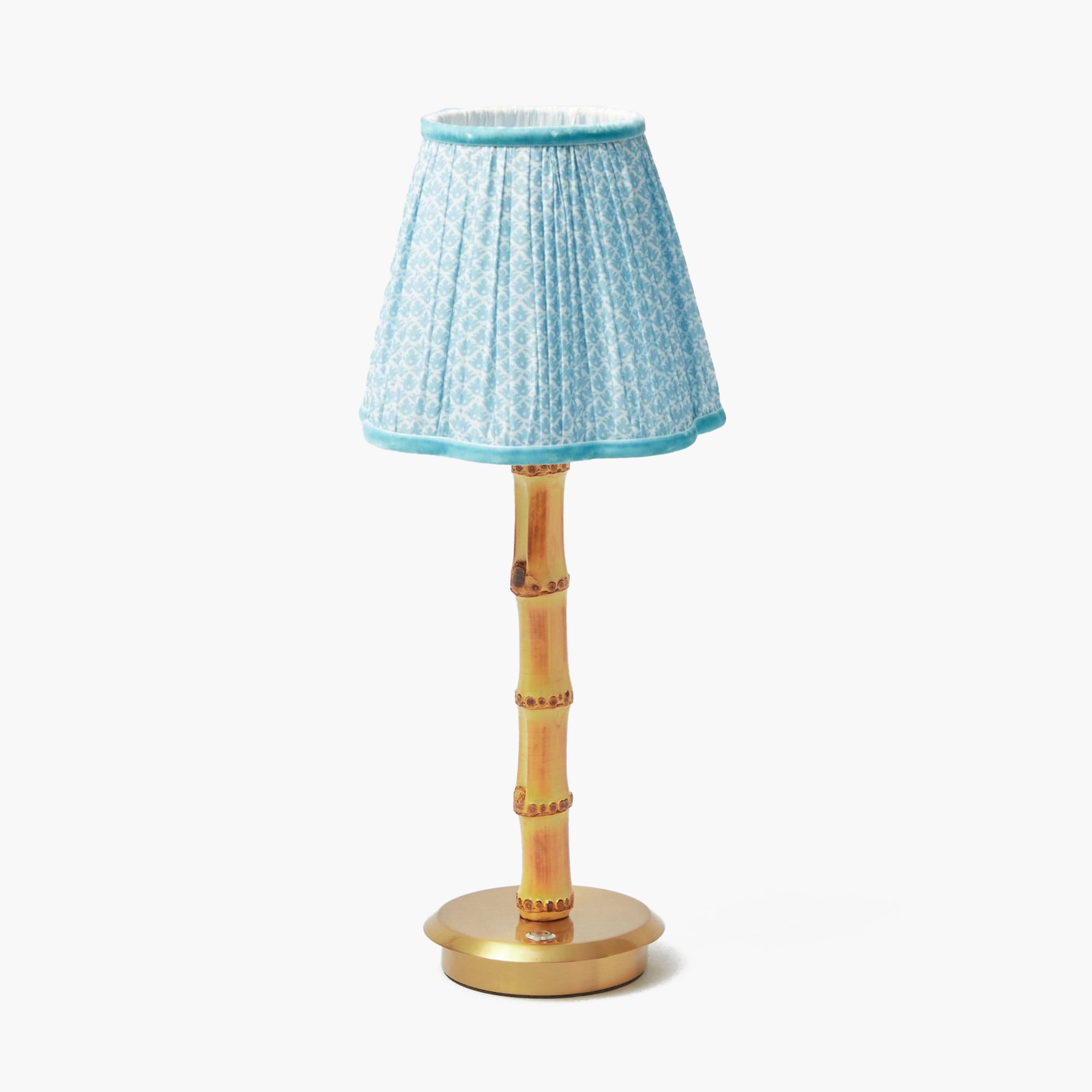 Rechargeable Bamboo Lamp with Blue Lotus Shade (18cm)