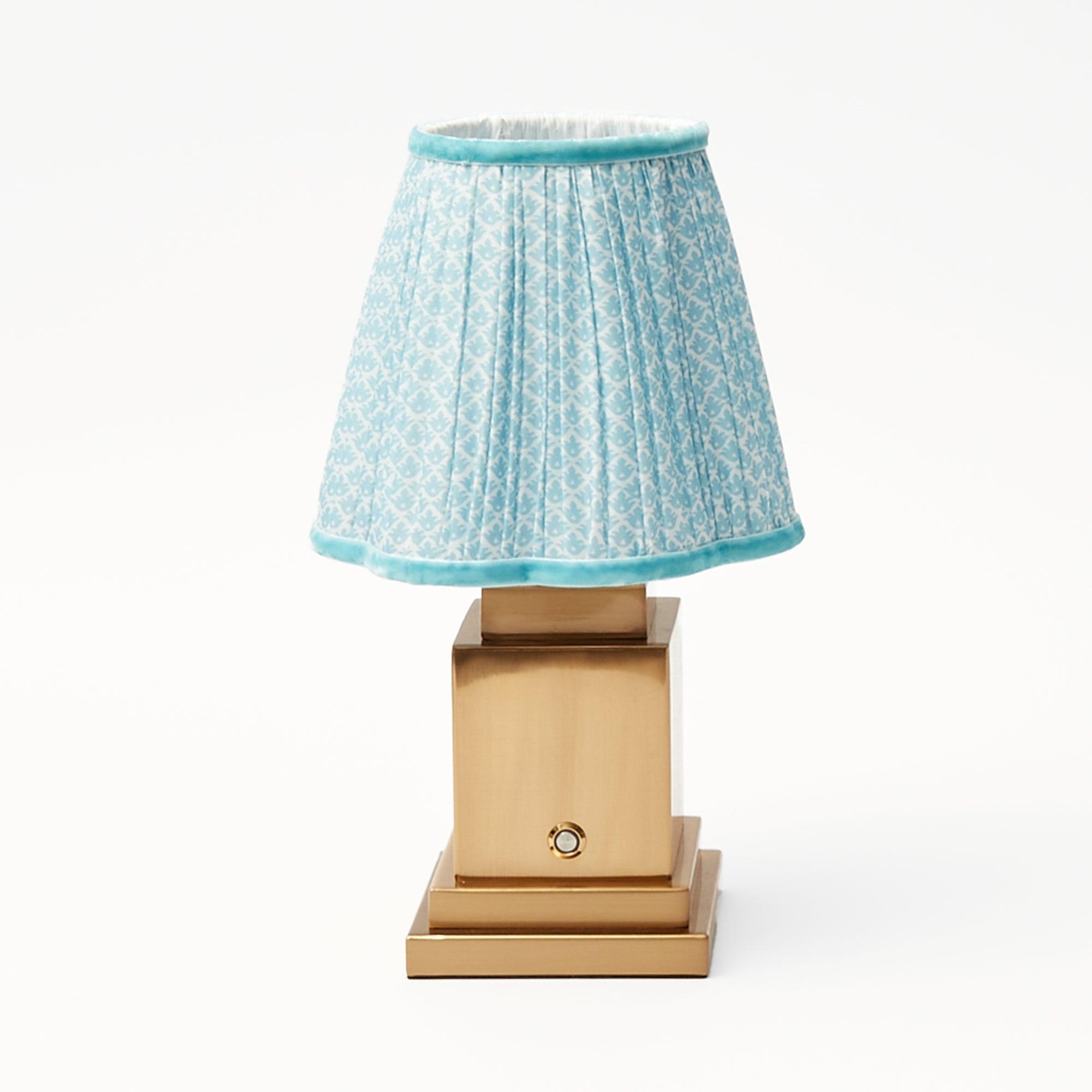 Rechargeable Lamp with Baby Blue Lotus Lampshade - Mrs. Alice