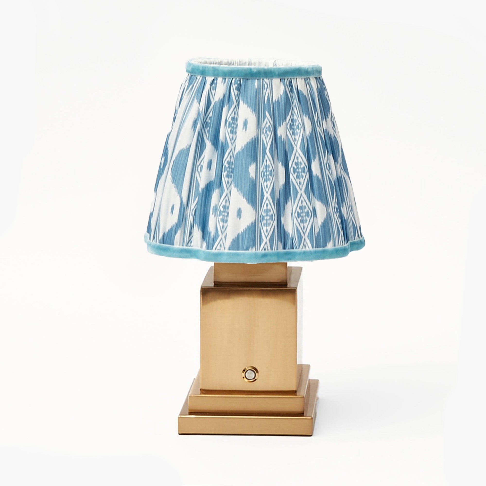 Rechargeable Lamp with Blue Ikat Shade (18cm)