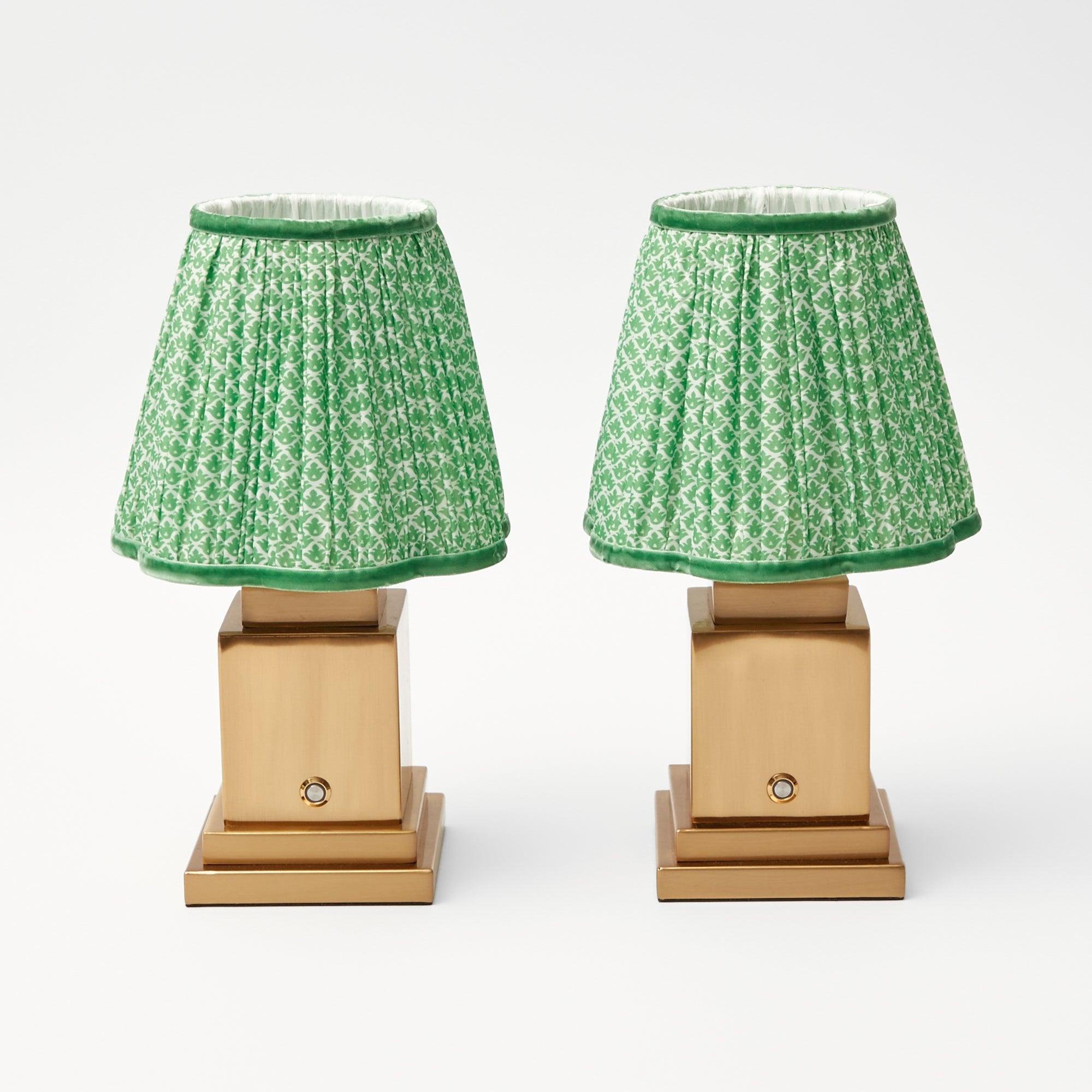 Rechargeable Lamp with Green Lotus Lampshade - Mrs. Alice