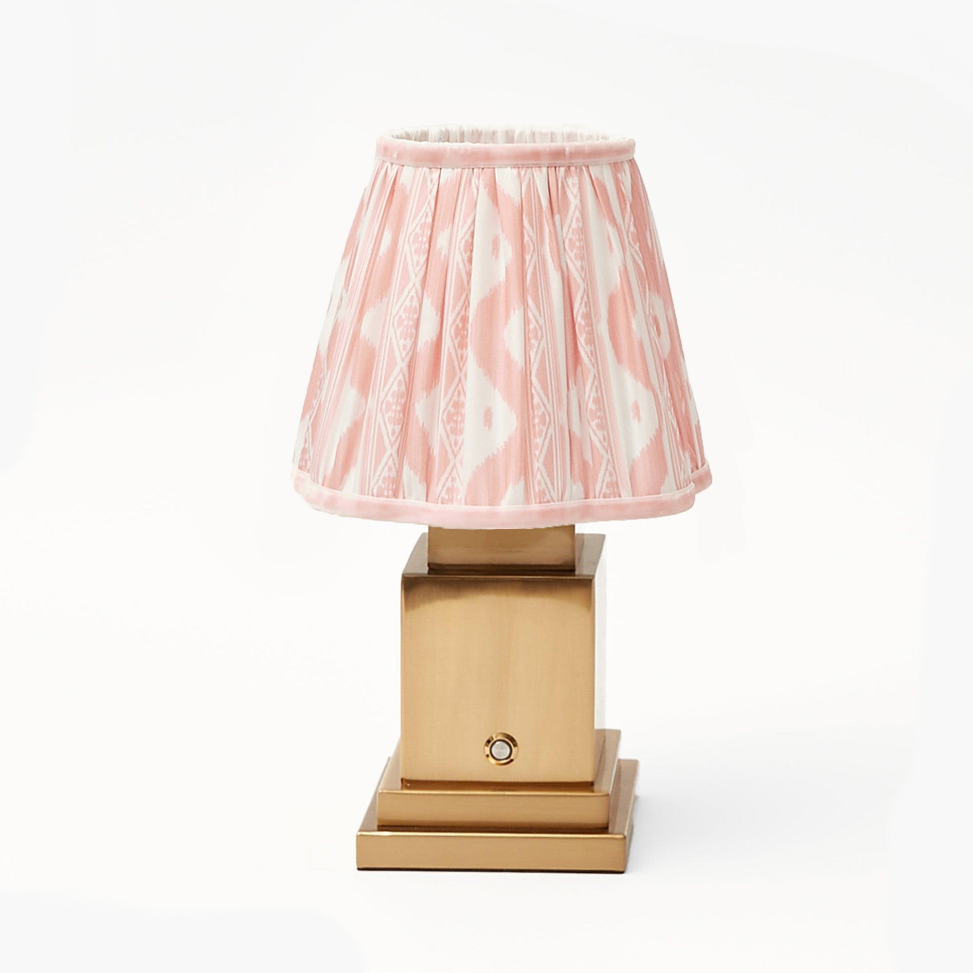 Rechargeable Lamp with Pink Ikat Shade (18cm)