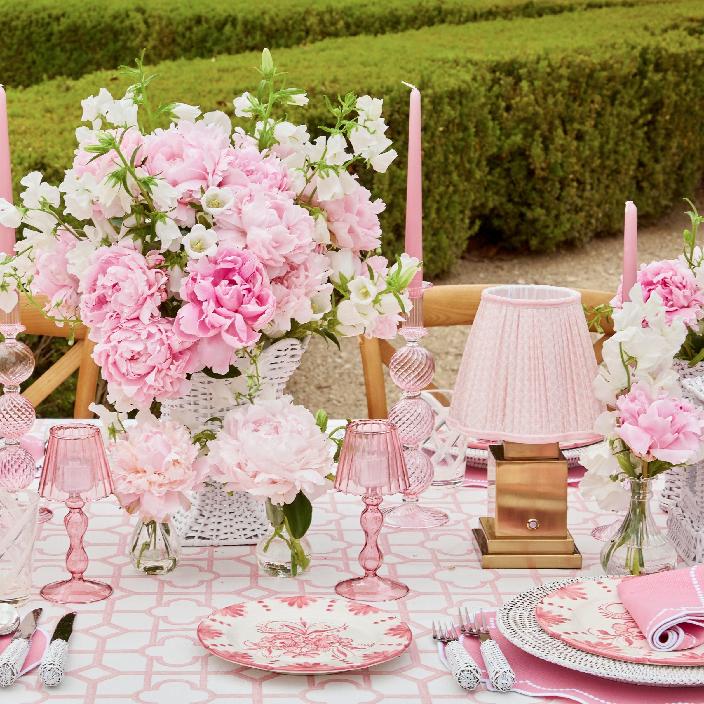 Rechargeable Lamp with Pink Lotus Lampshade - Mrs. Alice